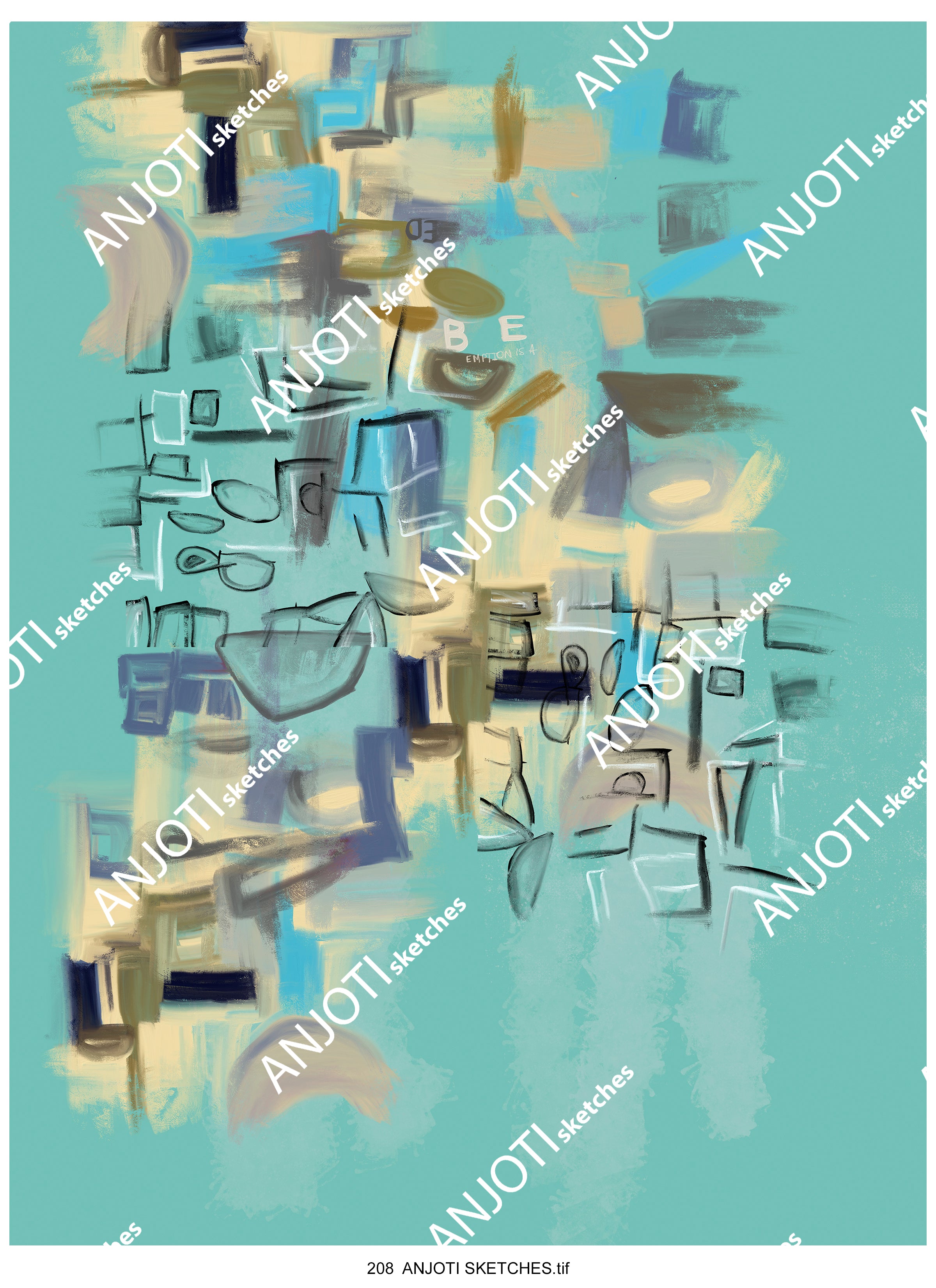 ANJOTI SKETCHES 208| Brighten Your Home with Abstract Wall Art in Bold Multicolor Texture Background Effects