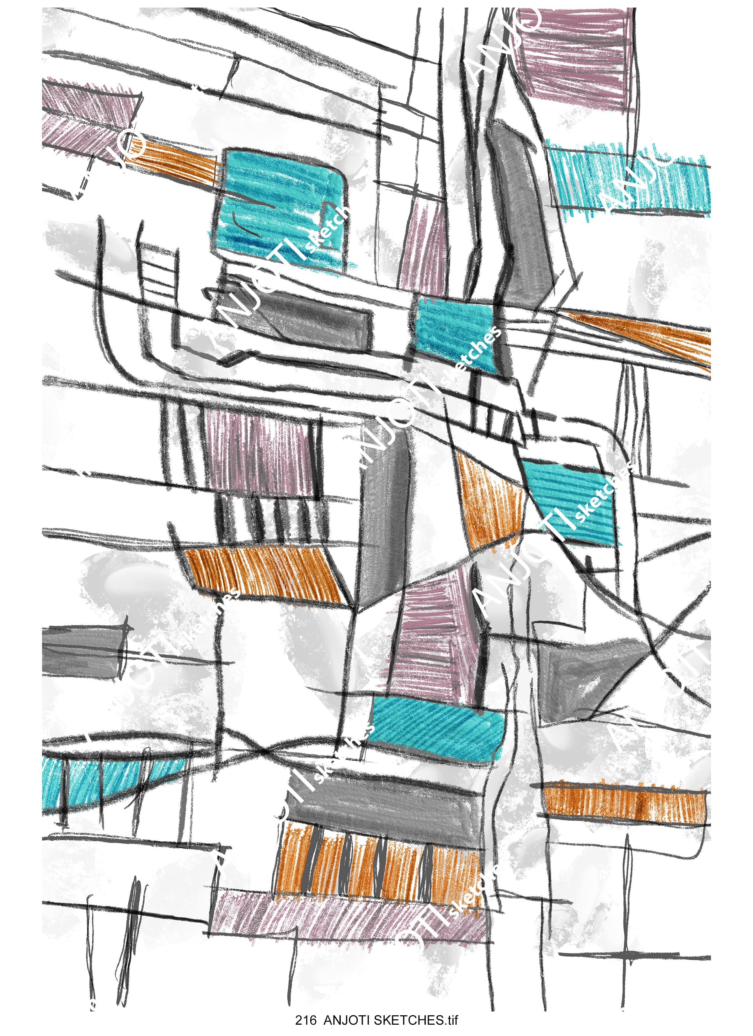 ANJOTI SKETCHES 216|Multicolor Texture Effect Abstract Wall Art Ideas to Transform Any Space