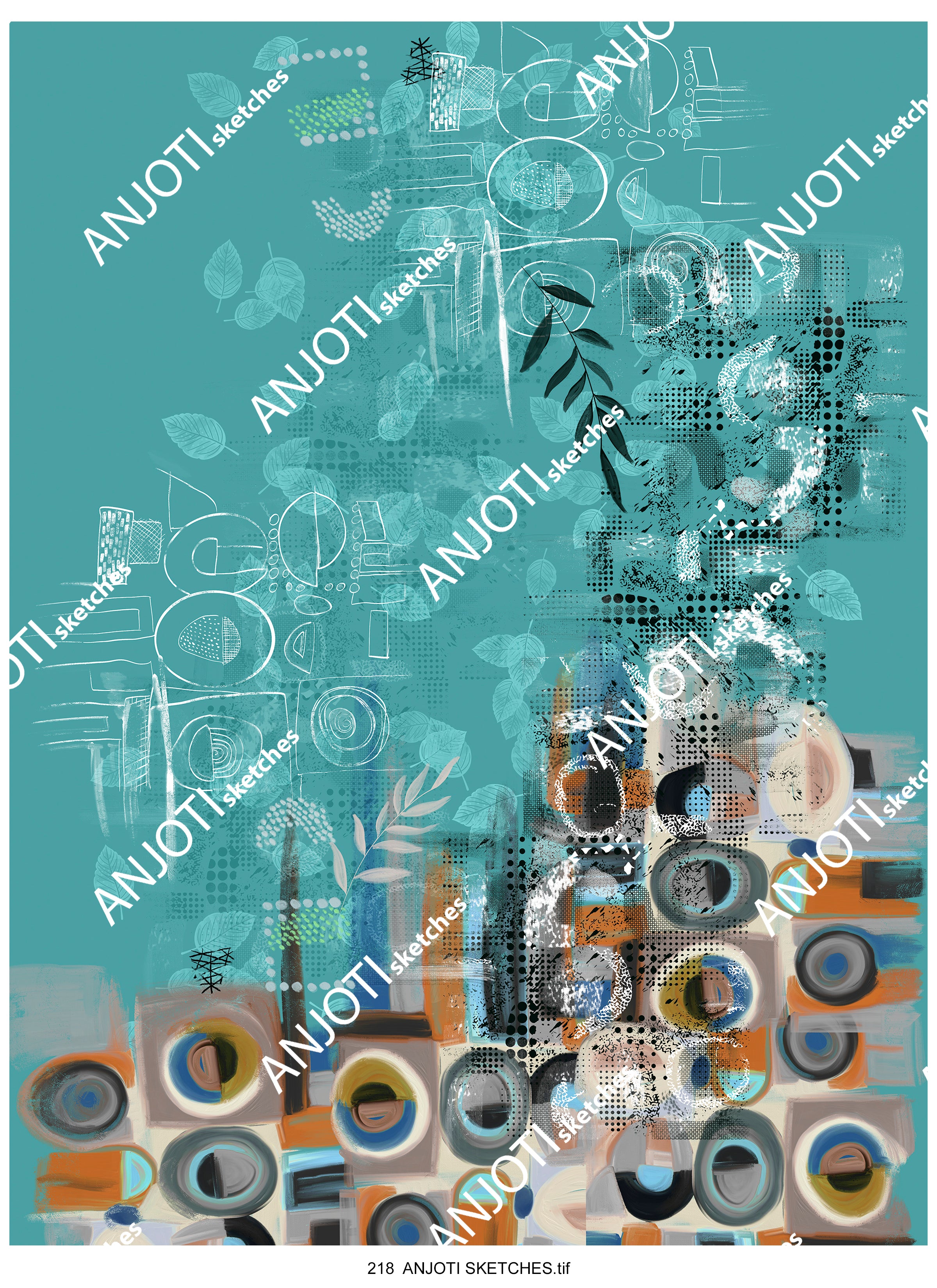 ANJOTI SKETCHES 218|Multicolor Texture Effect Backgrounds for Beautiful Abstract Wall Art at Home