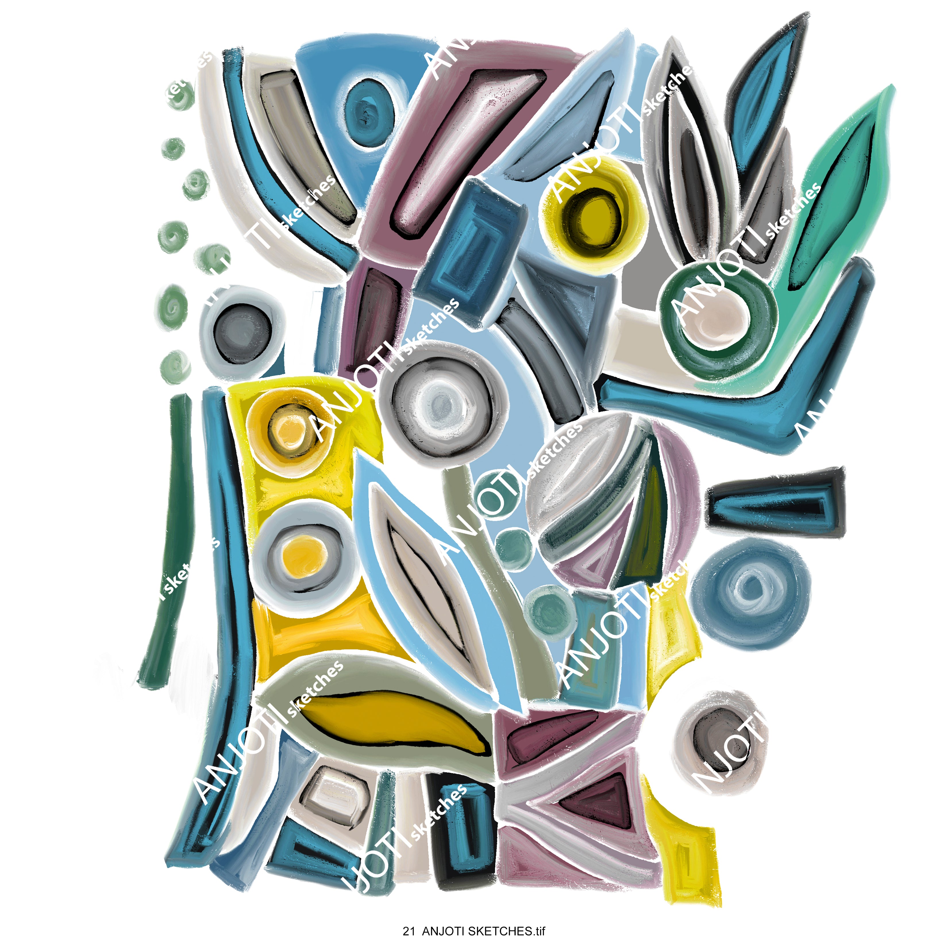 ANJOTI SKETCHES 21  Abstract Wall Art with Textured Multicolor Backgrounds to Enhance Any Decor