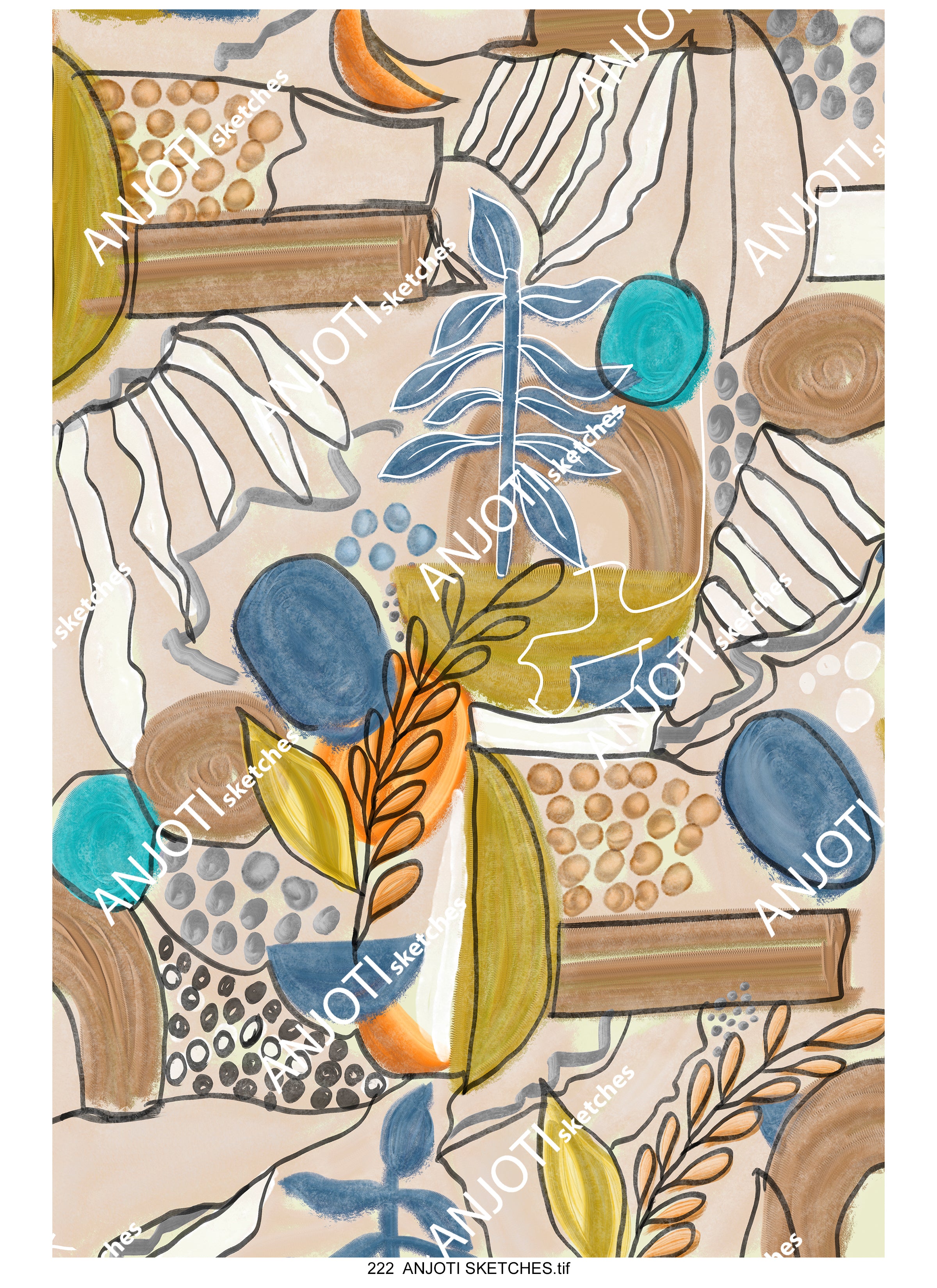 ANJOTI SKETCHES 222| Find Bold Multicolor Texture Effect Backgrounds in Abstract Wall Art for Home Decor