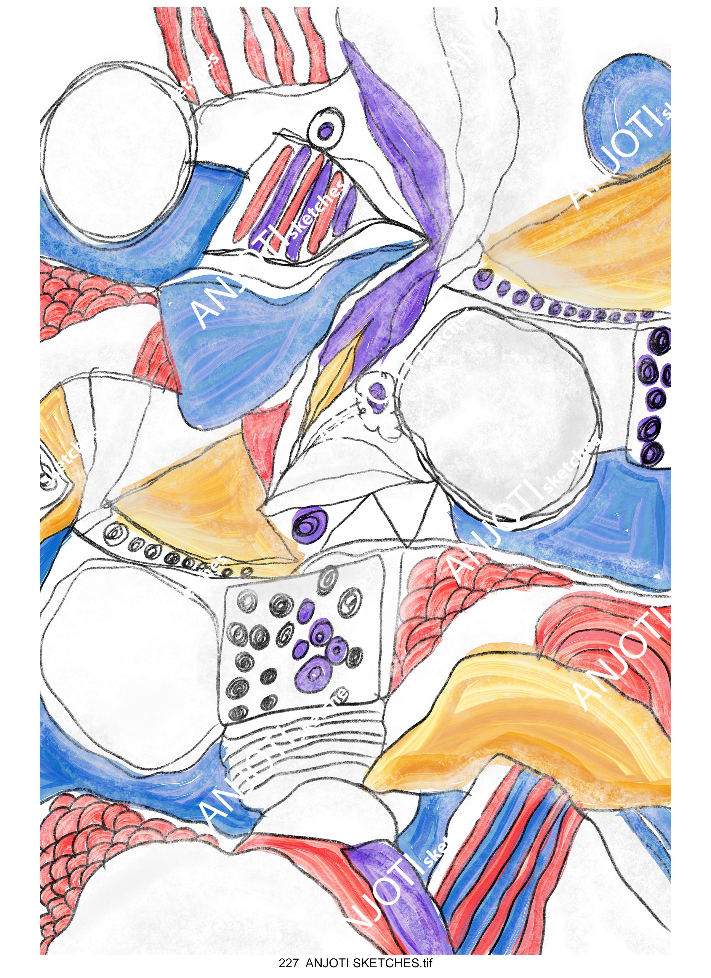 ANJOTI SKETCHES 227| Modern Abstract Wall Art and Multicolor Texture Effect Backgrounds for Home Decor