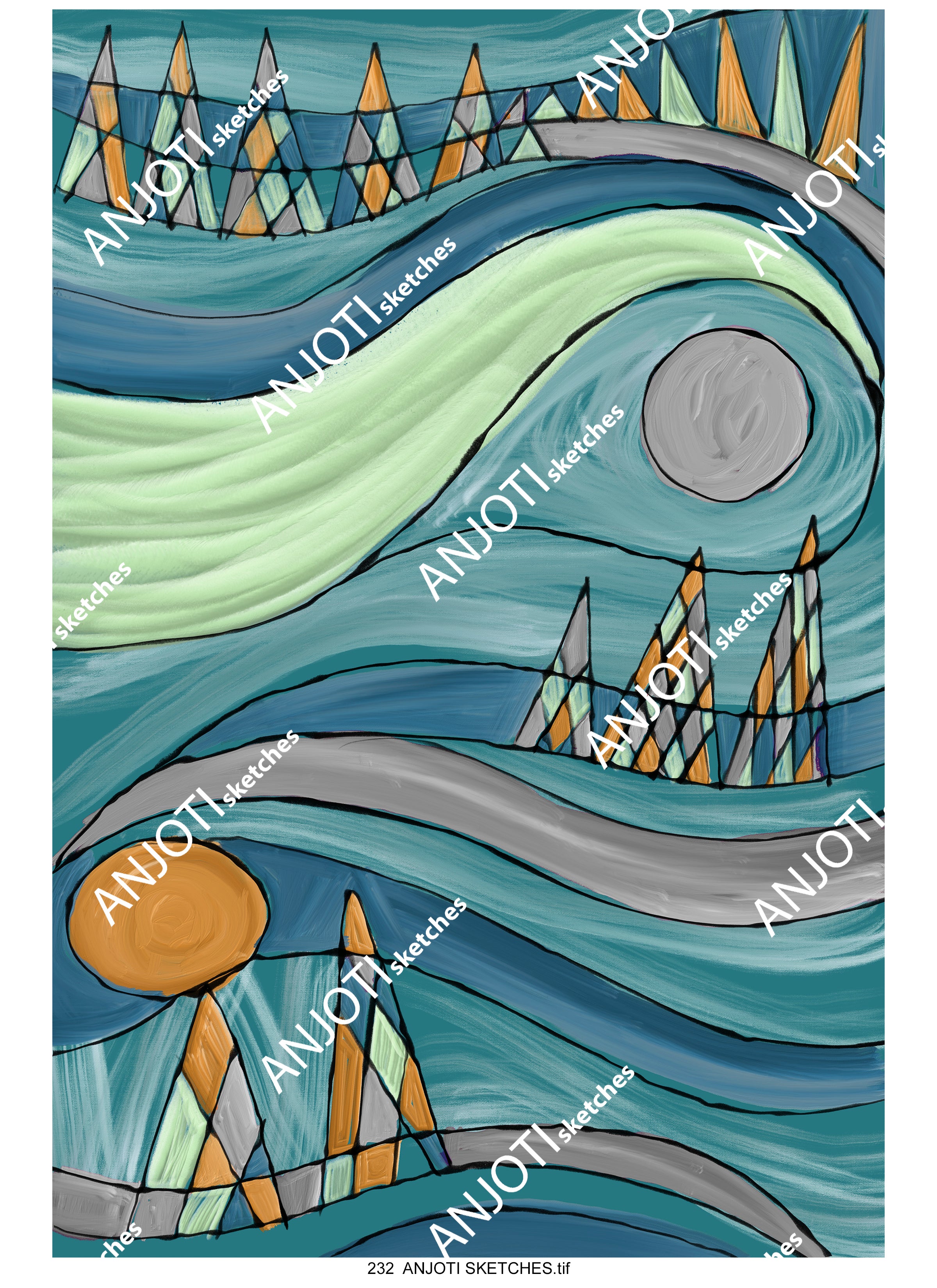 ANJOTI SKETCHES 232|Abstract Wall Art in Multicolor Texture Backgrounds to Style Your Home