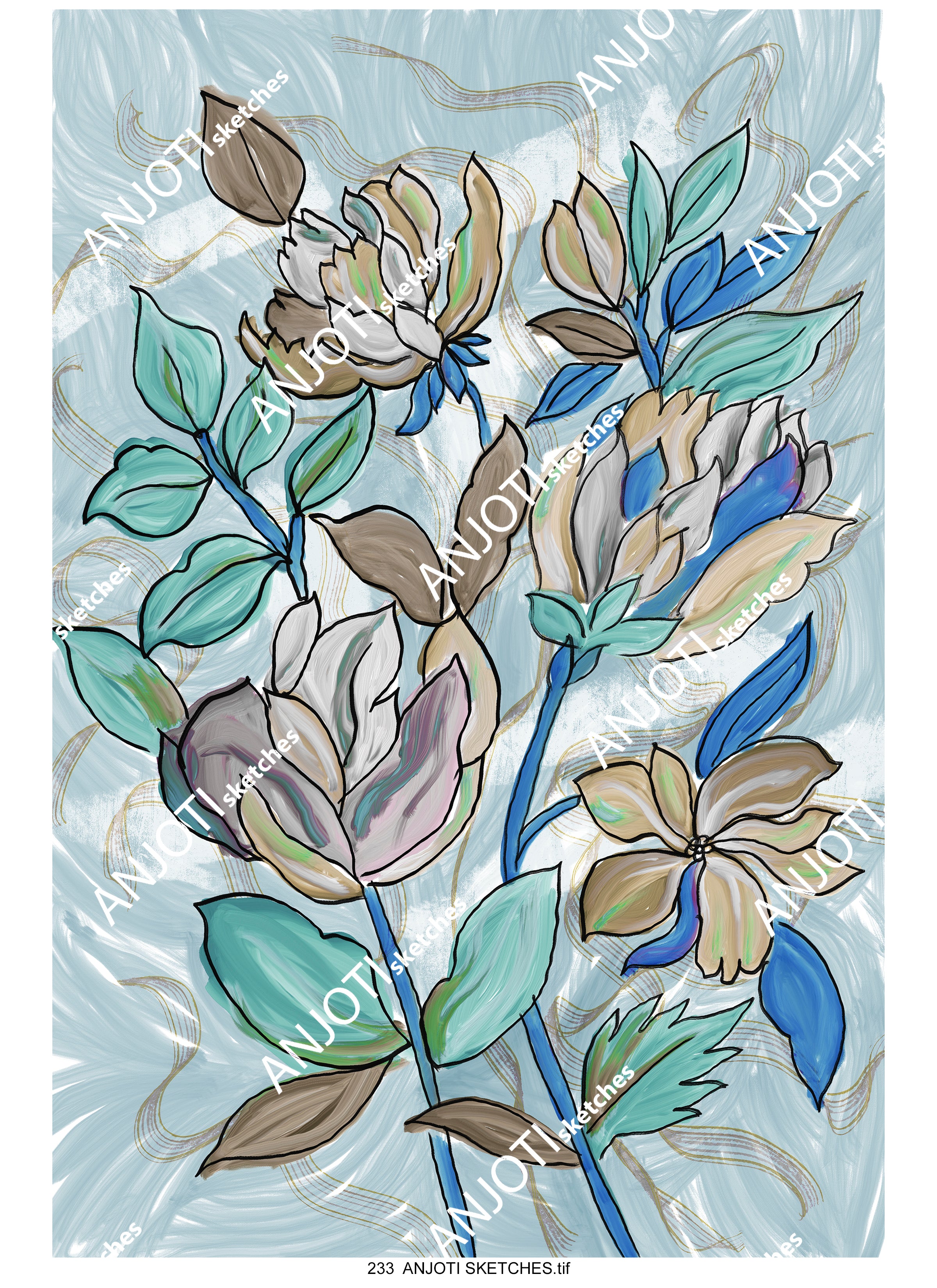 ANJOTI SKETCHES 233|Unique Multicolor Texture Effect Backgrounds in Artistic Abstract Wall Art