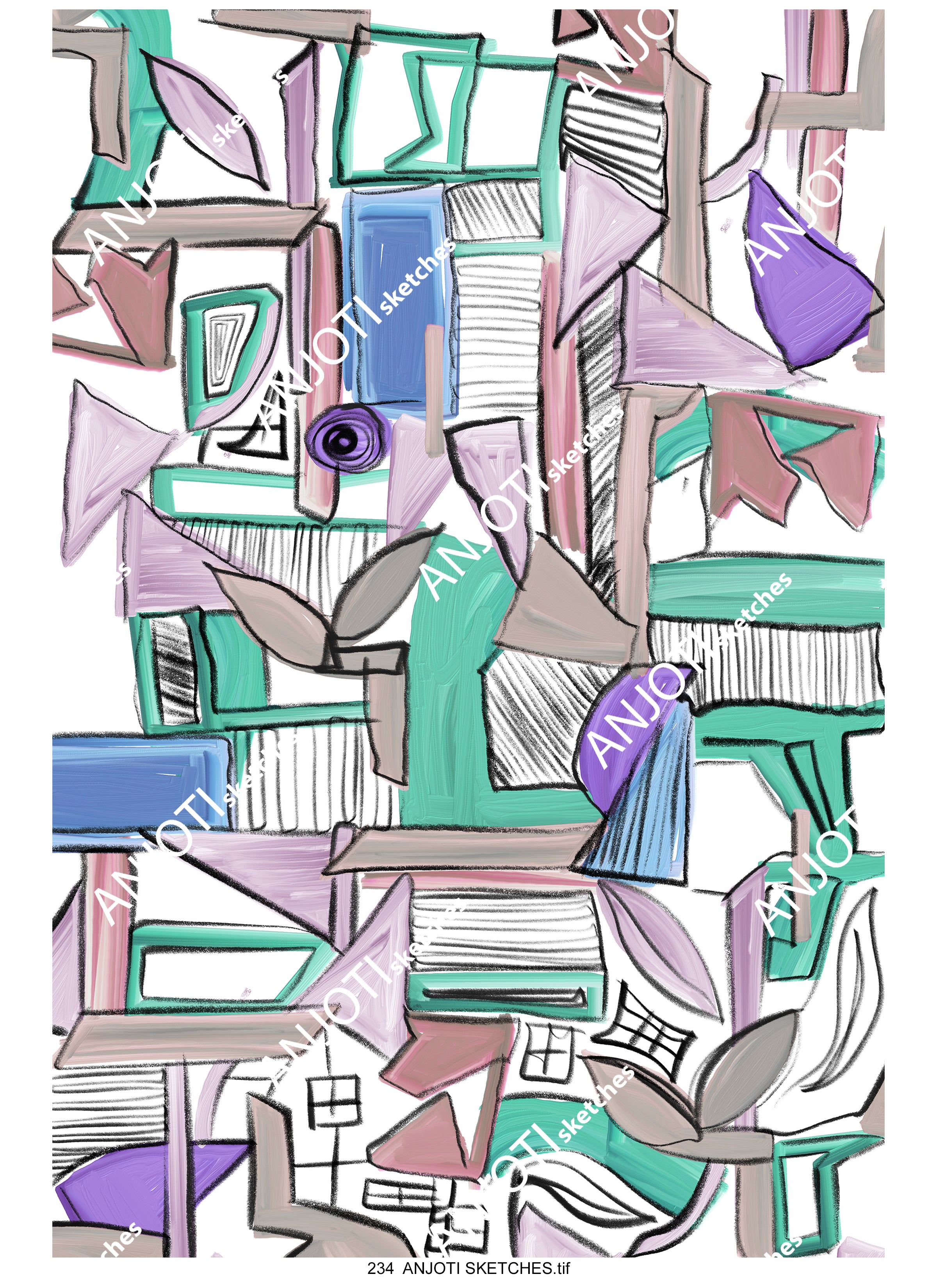 ANJOTI SKETCHES 234|Enhance Your Decor with Abstract Wall Art and Multicolor Texture Backgrounds