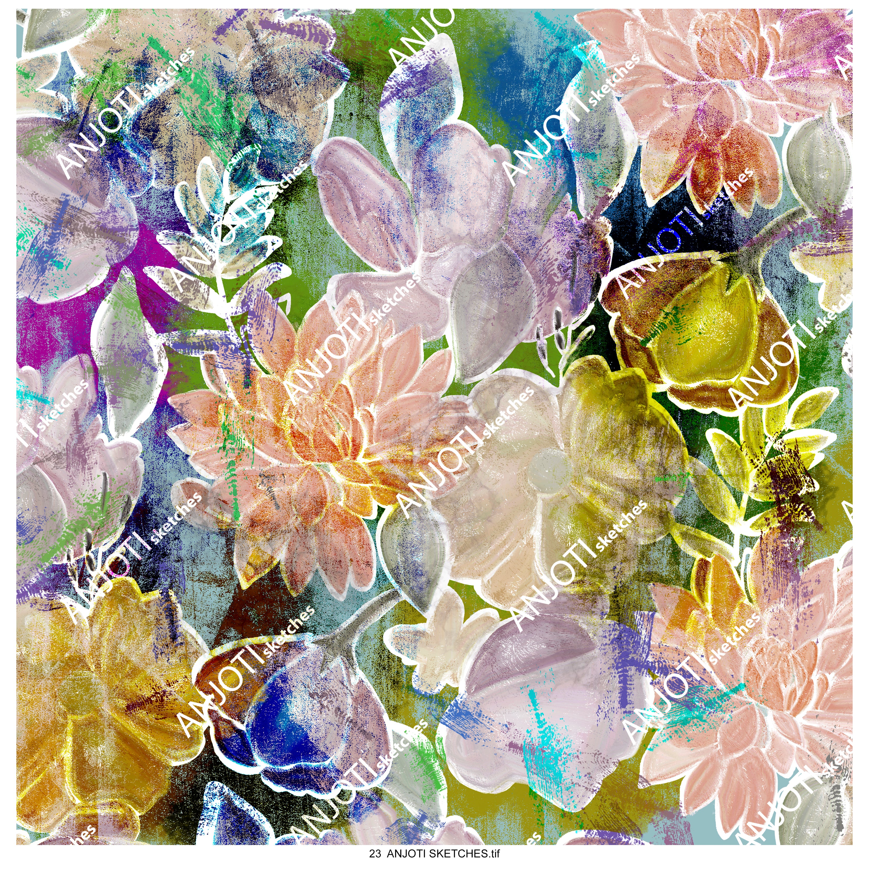 ANJOTI SKETCHES 23  Multicolor Abstract Wall Art and Texture Backgrounds to Brighten Your Space