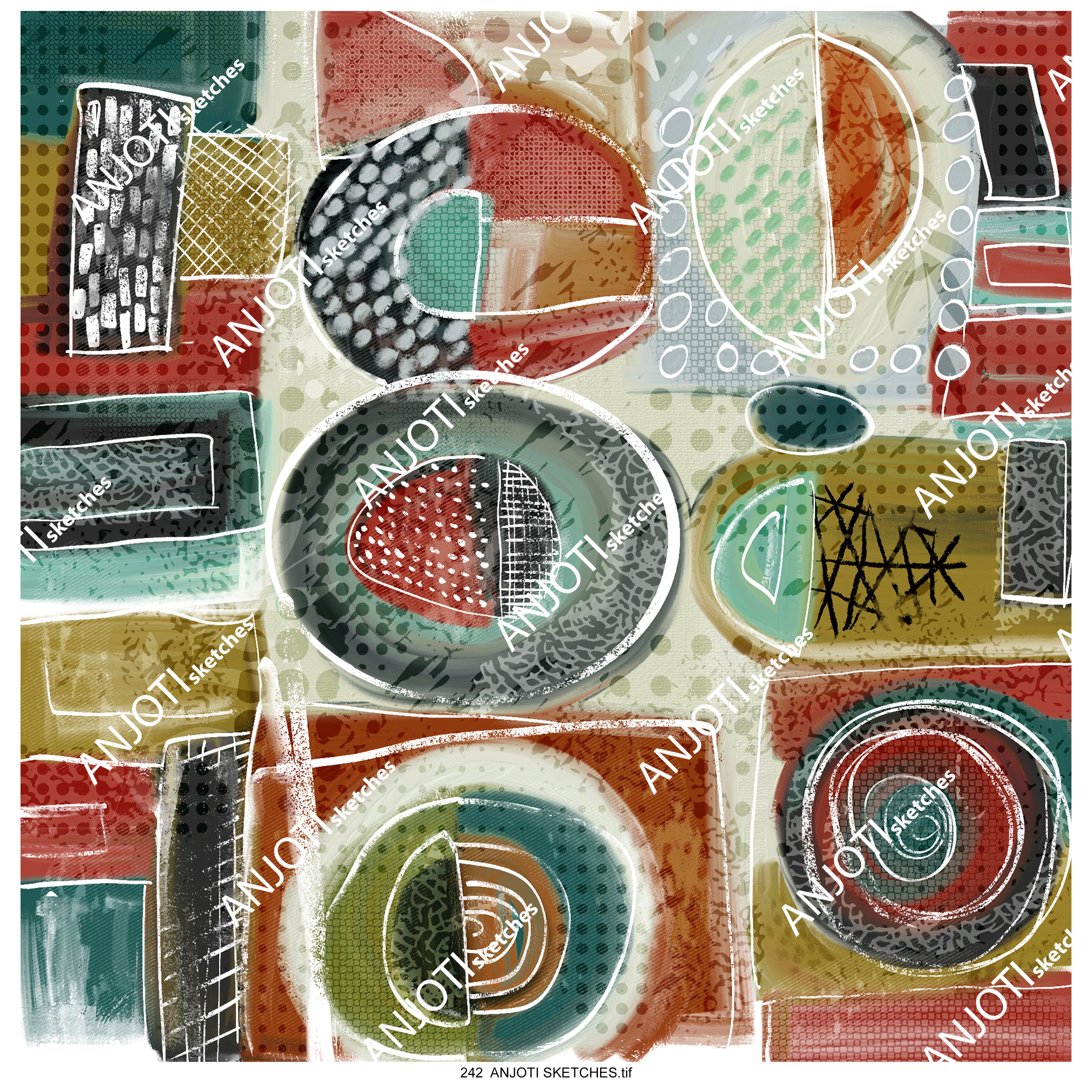 ANJOTI SKETCHES 242|Create a Bold Look with Multicolor Texture Effect Background Abstract Wall Art