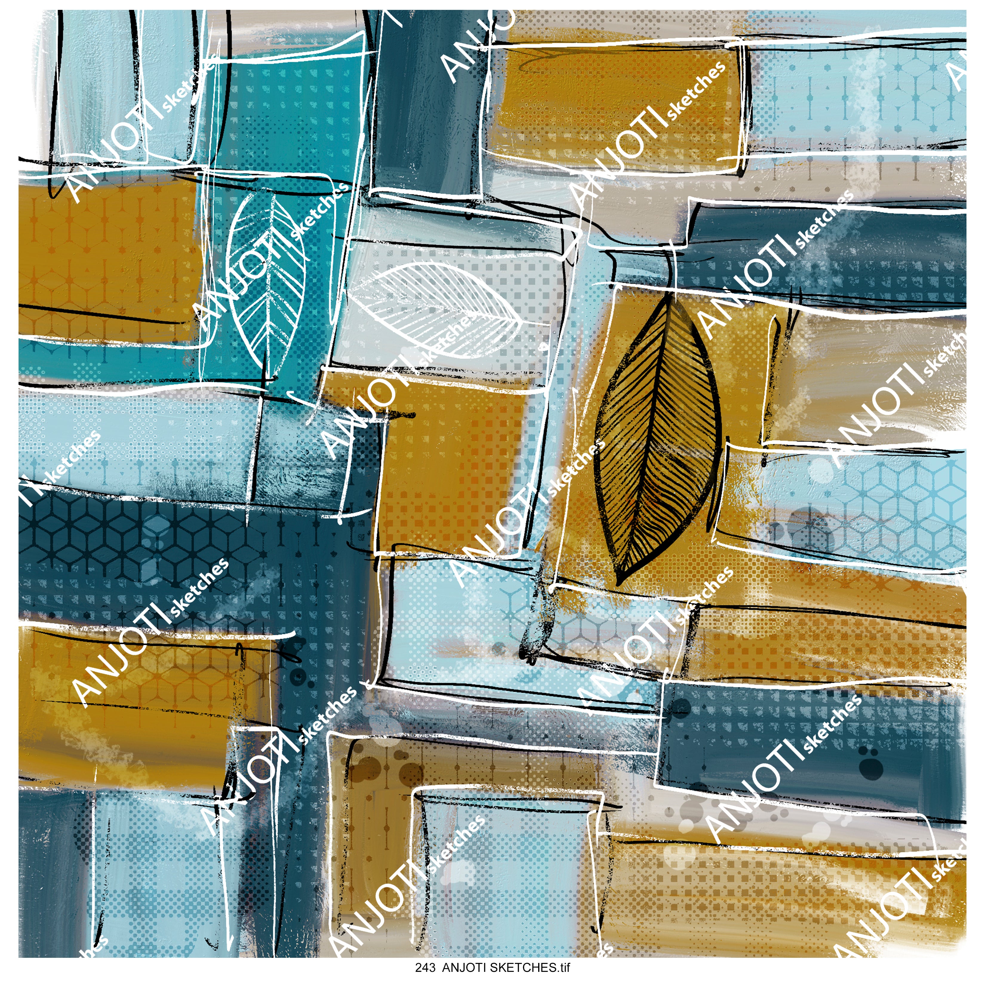 ANJOTI SKETCHES 243|Multicolor Abstract Wall Art with Texture Effect Backgrounds for Modern Style