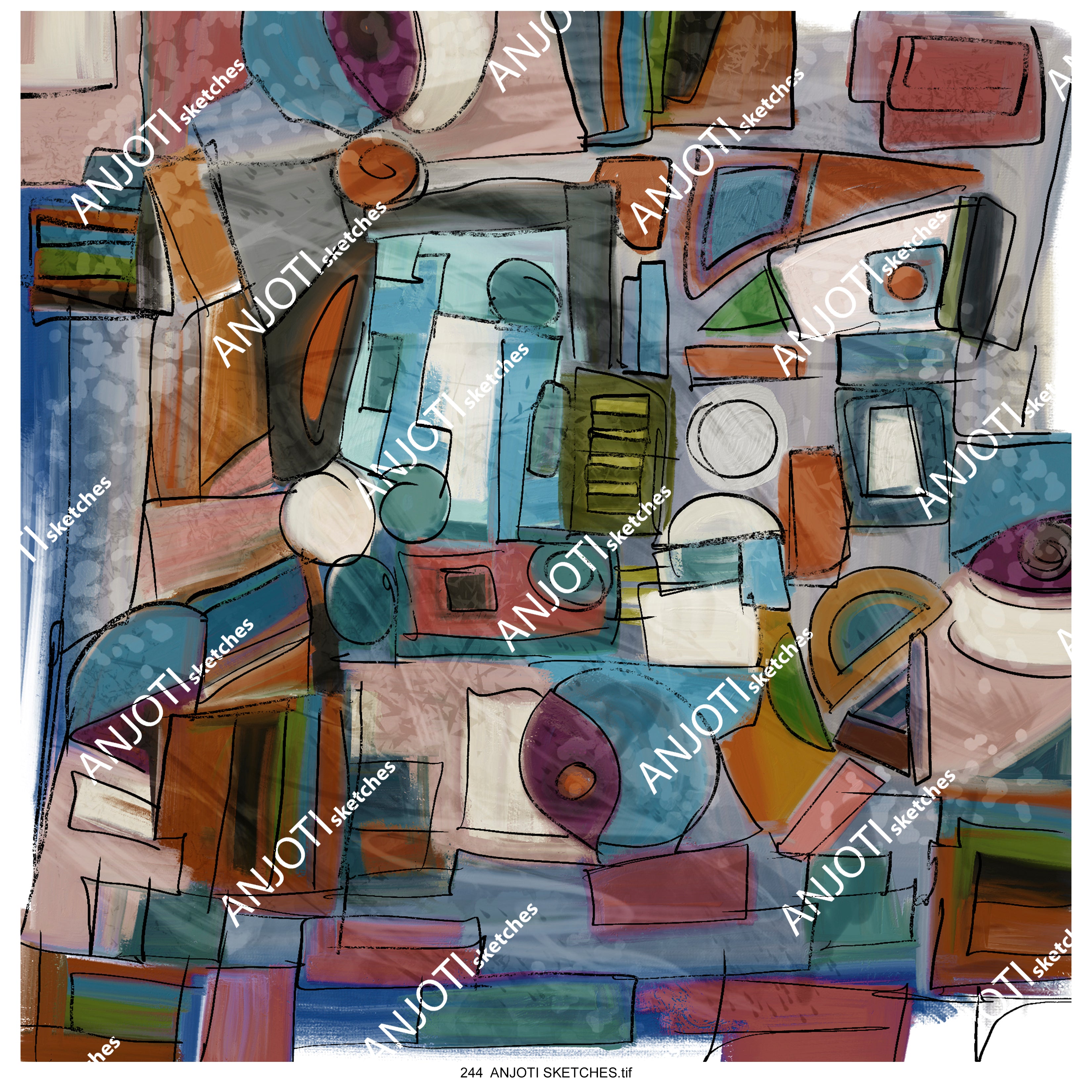 ANJOTI SKETCHES 244|Unique Multicolor Texture Background Abstract Wall Art for Your Decor