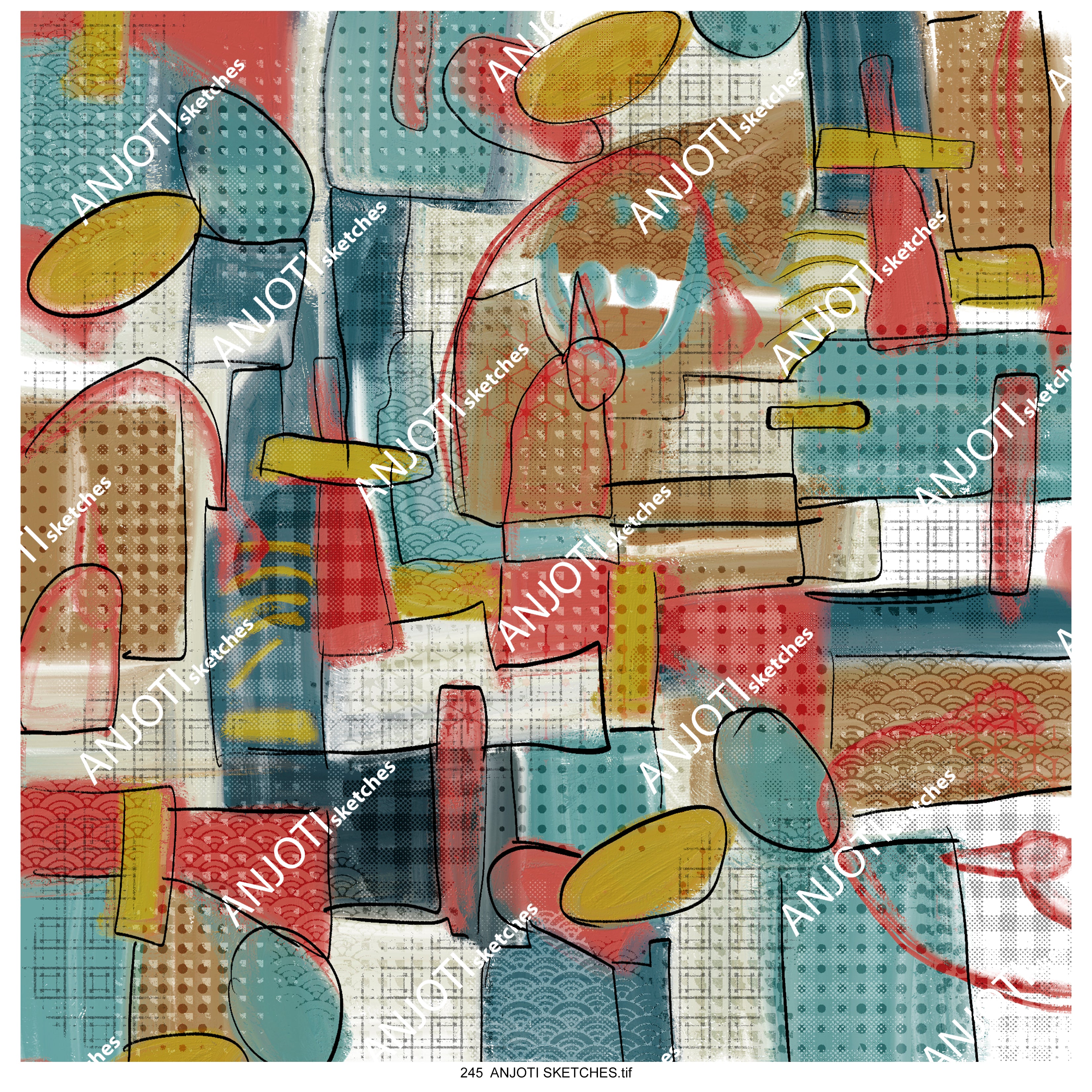 ANJOTI SKETCHES 245|Multicolor Texture Backgrounds in Modern Abstract Wall Art for a Fresh Look