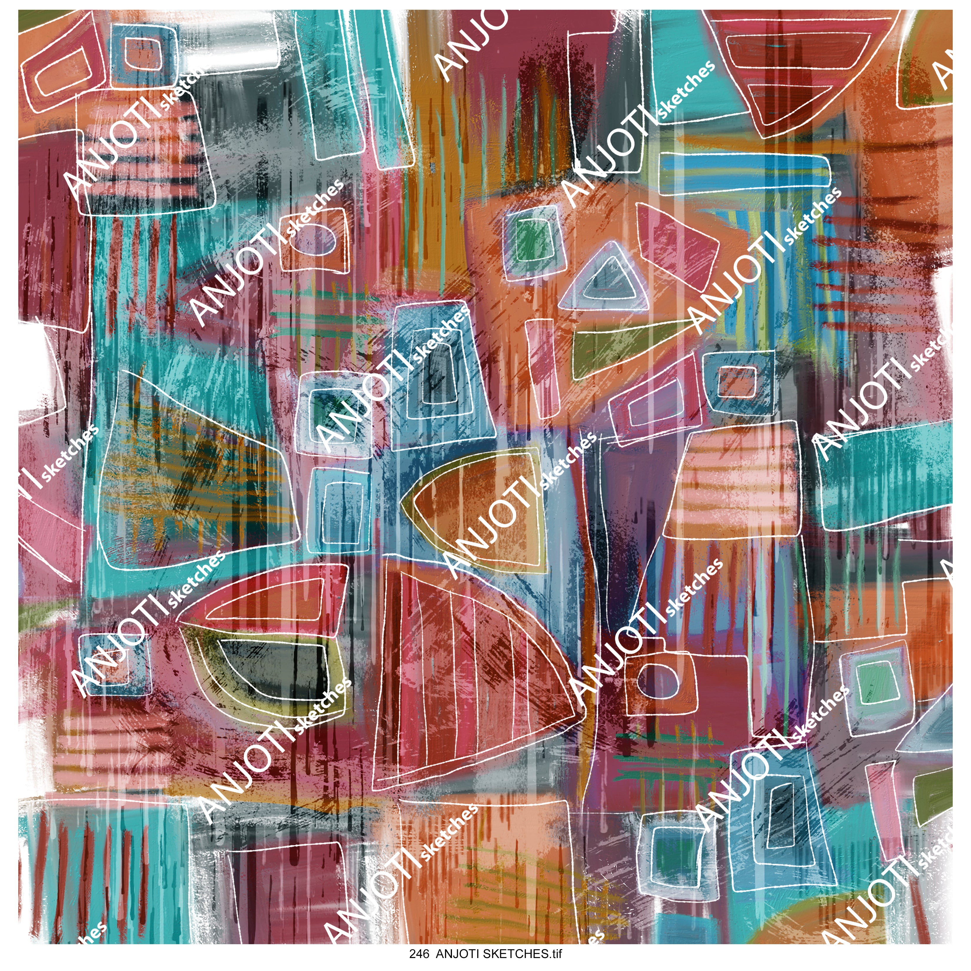 ANJOTI SKETCHES 246|Enhance Your Space with Multicolor Texture Backgrounds in Abstract Wall Art