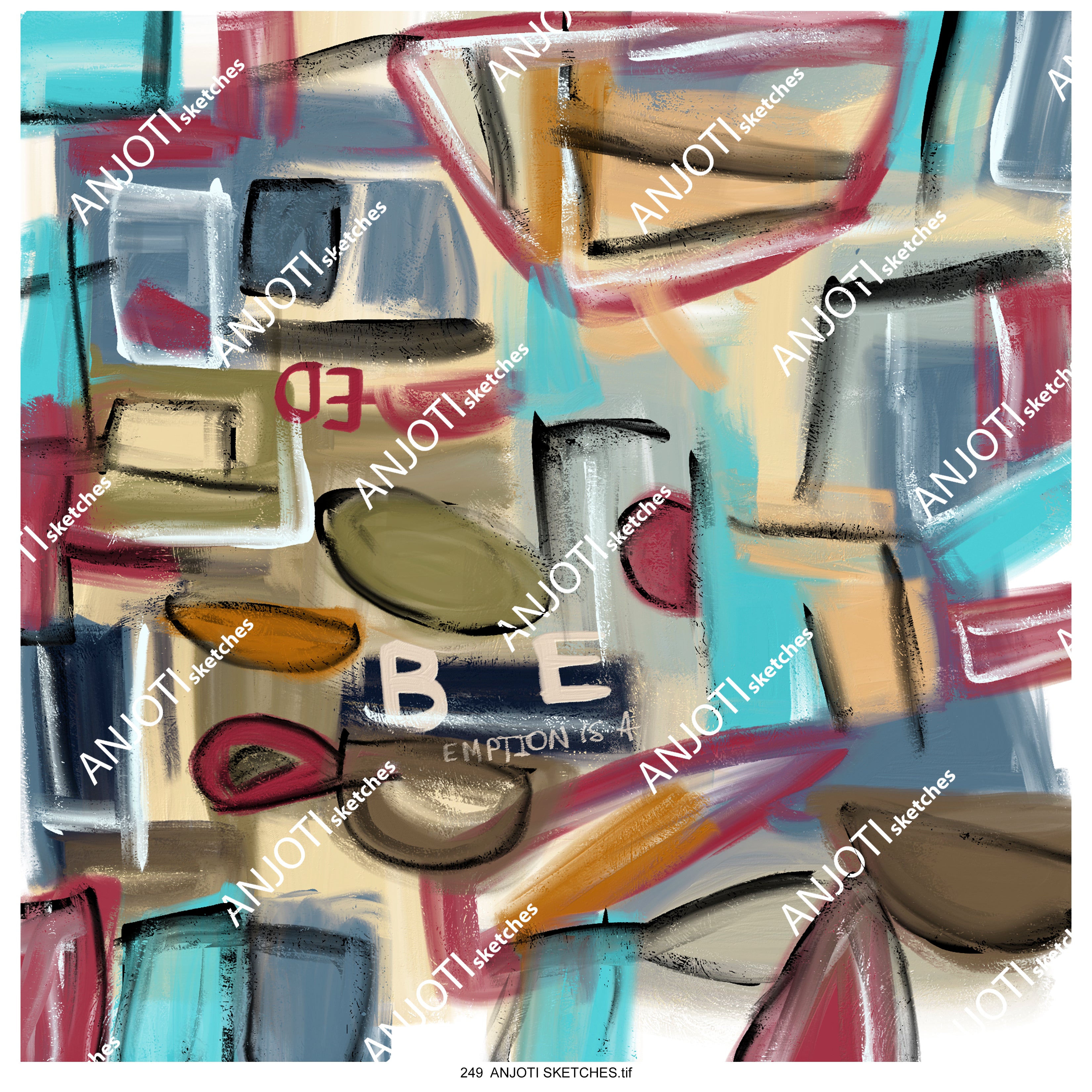 ANJOTI SKETCHES 249|Abstract Wall Art with Vibrant Multicolor Texture Background Effects