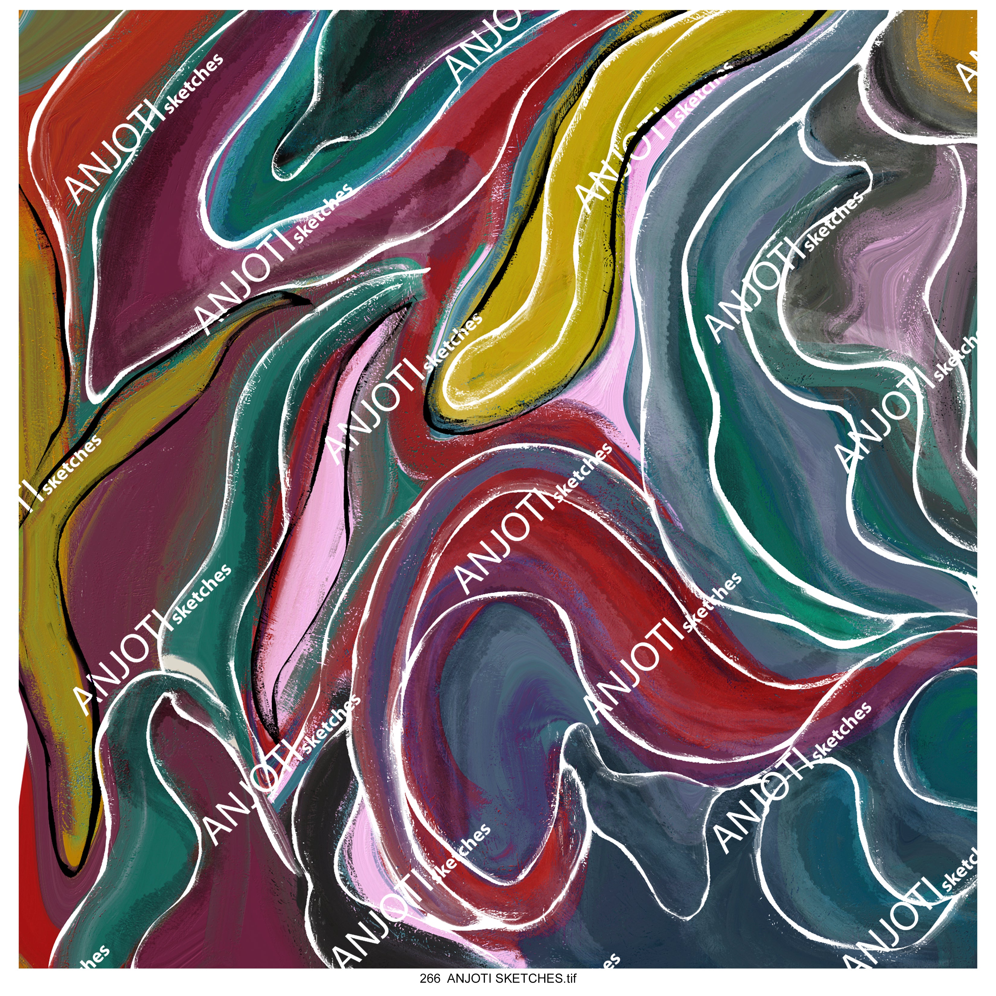 ANJOTI SKETCHES 266 Discover Floral Geometric Abstract Wall Art with Stunning Multicolor Textures