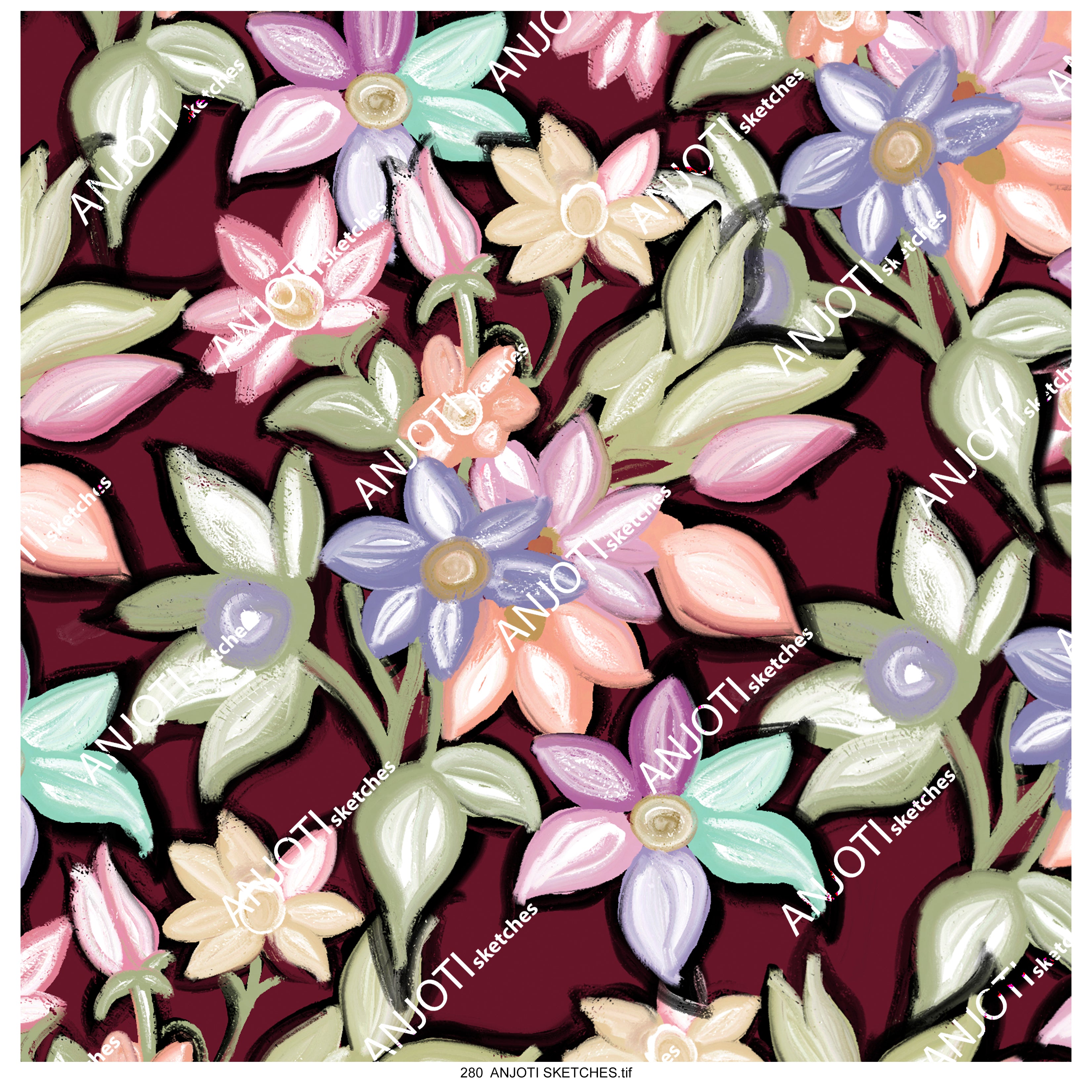 ANJOTI SKETCHES 280 Discover Artistic Floral Geometric Abstract Wall Art in Multicolor Backgrounds