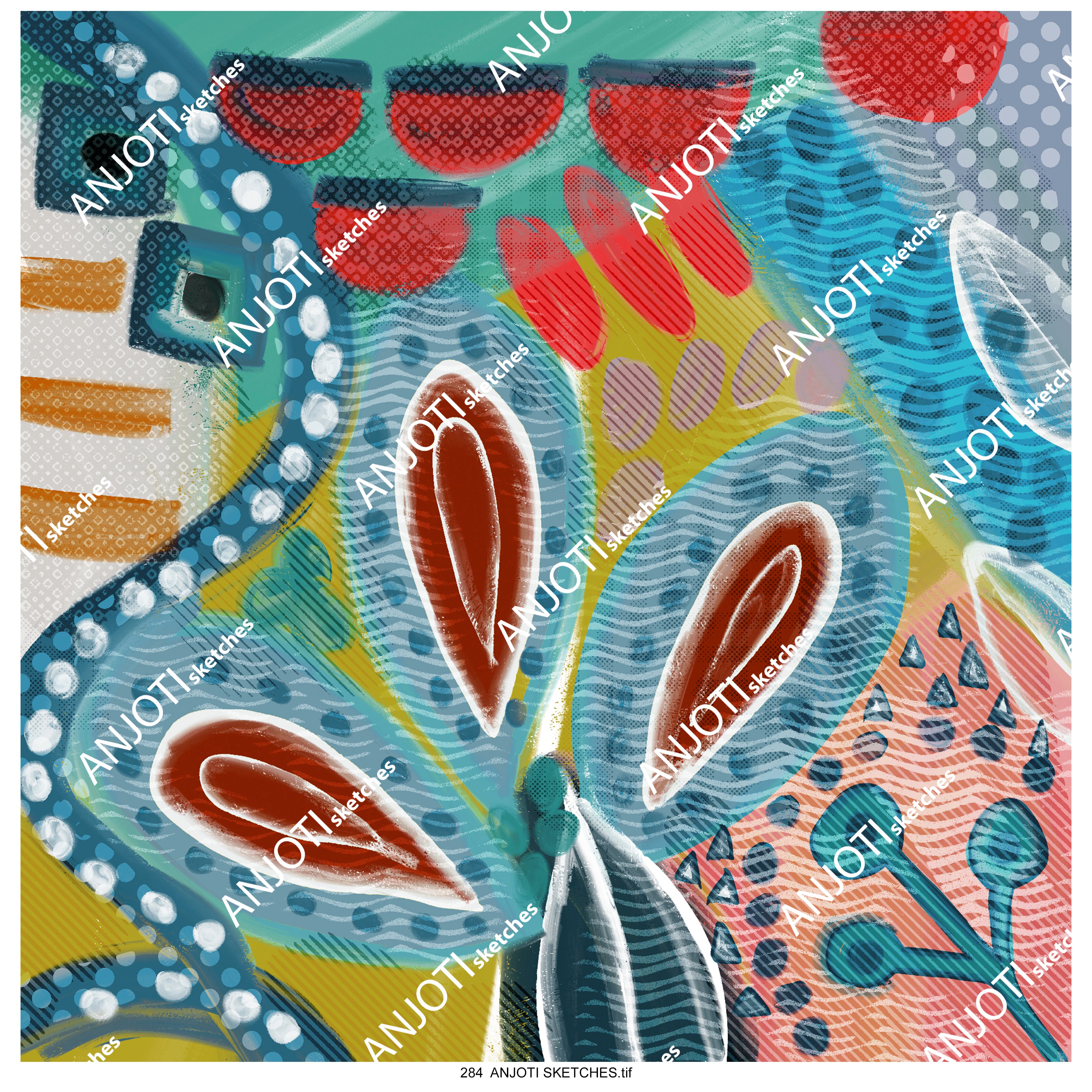 ANJOTI SKETCHES 284 Multicolor Texture Backgrounds for Stunning Floral and Geometric Wall Art