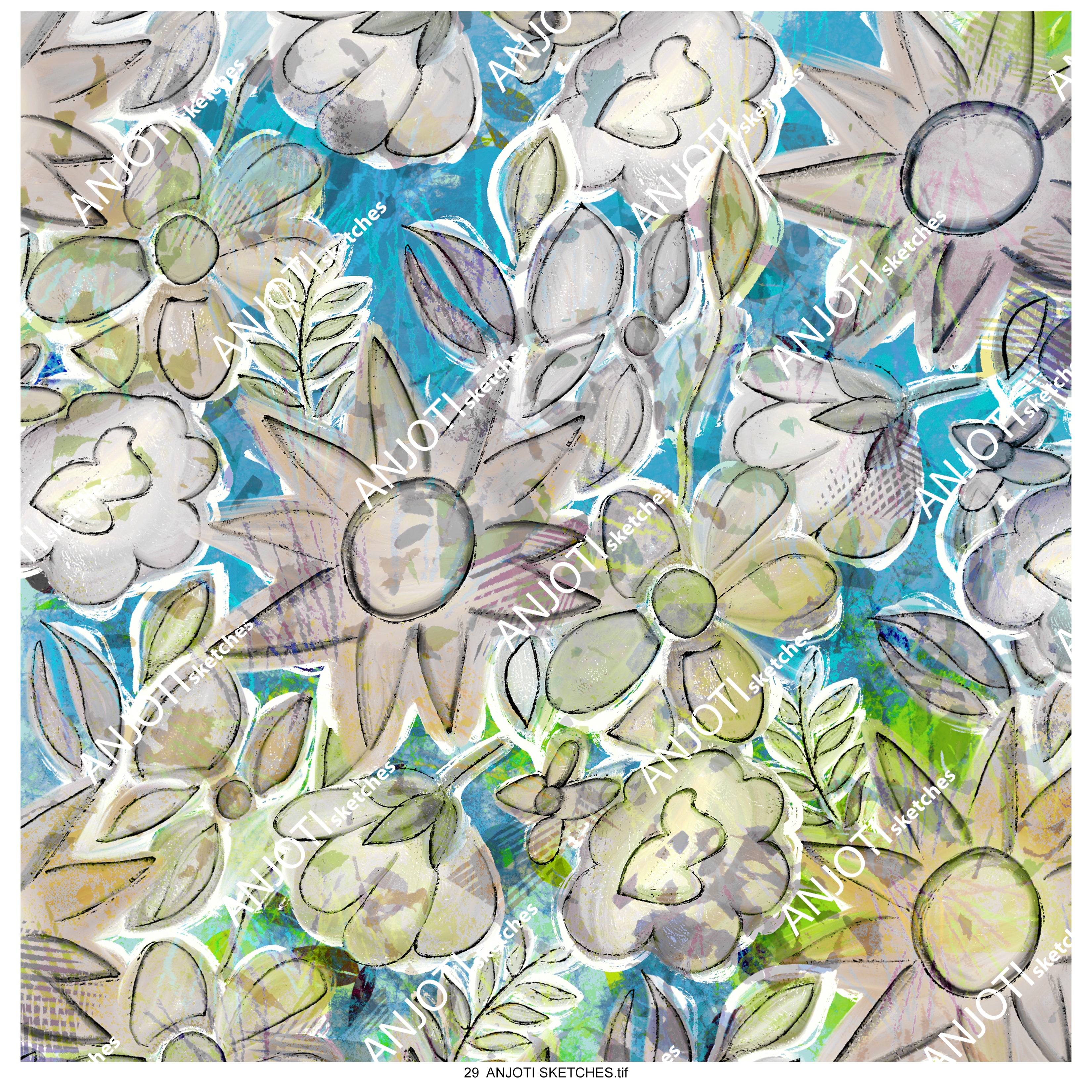 ANJOTI SKETCHES 29 Abstract Wall Art in Multicolor Textures for a Creative Background Effect