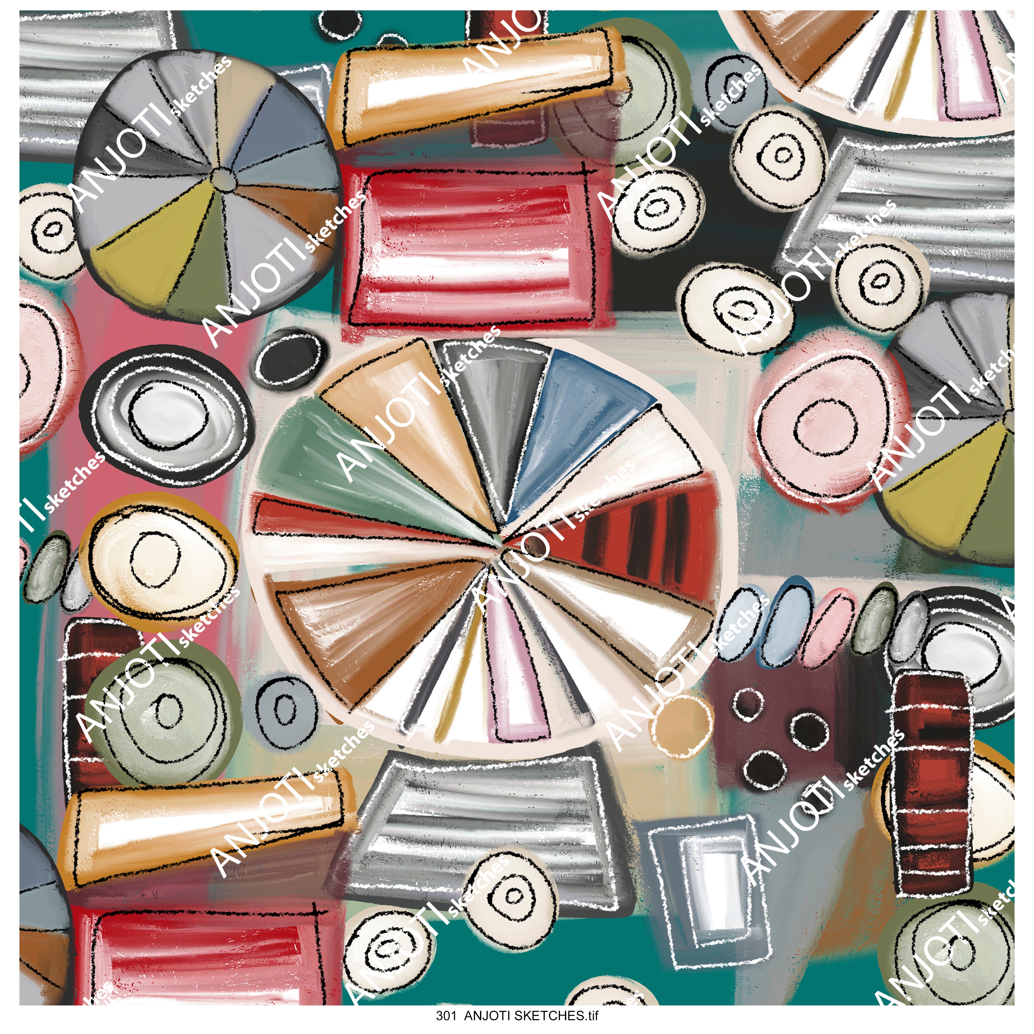 ANJOTI SKETCHES 301  Discover Multicolor Abstract Wall Art Ideas with Unique Texture Effect Background Designs