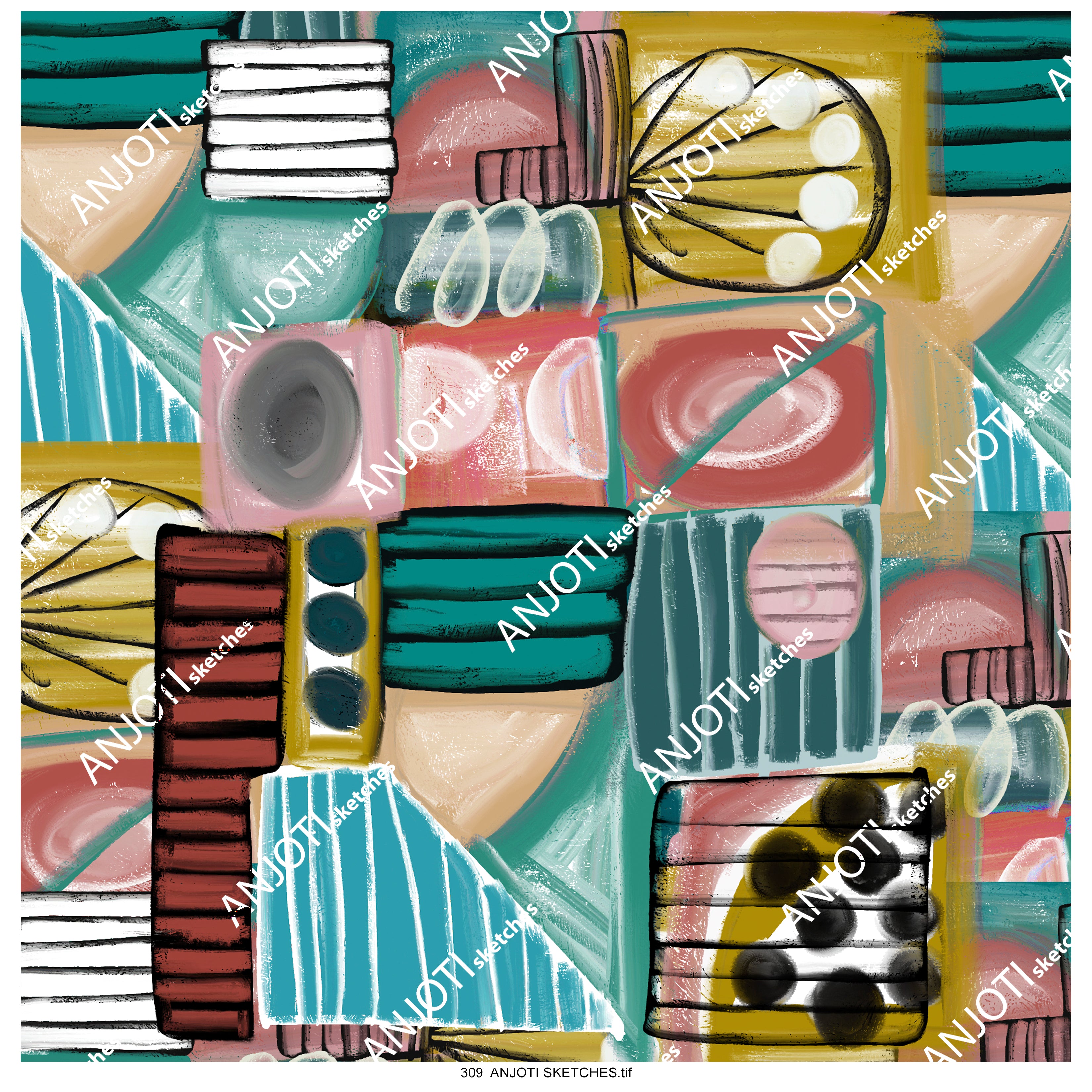 ANJOTI SKETCHES 309 Elevate Your Decor with Abstract Wall Art and Texture Effect Multicolor Backgrounds