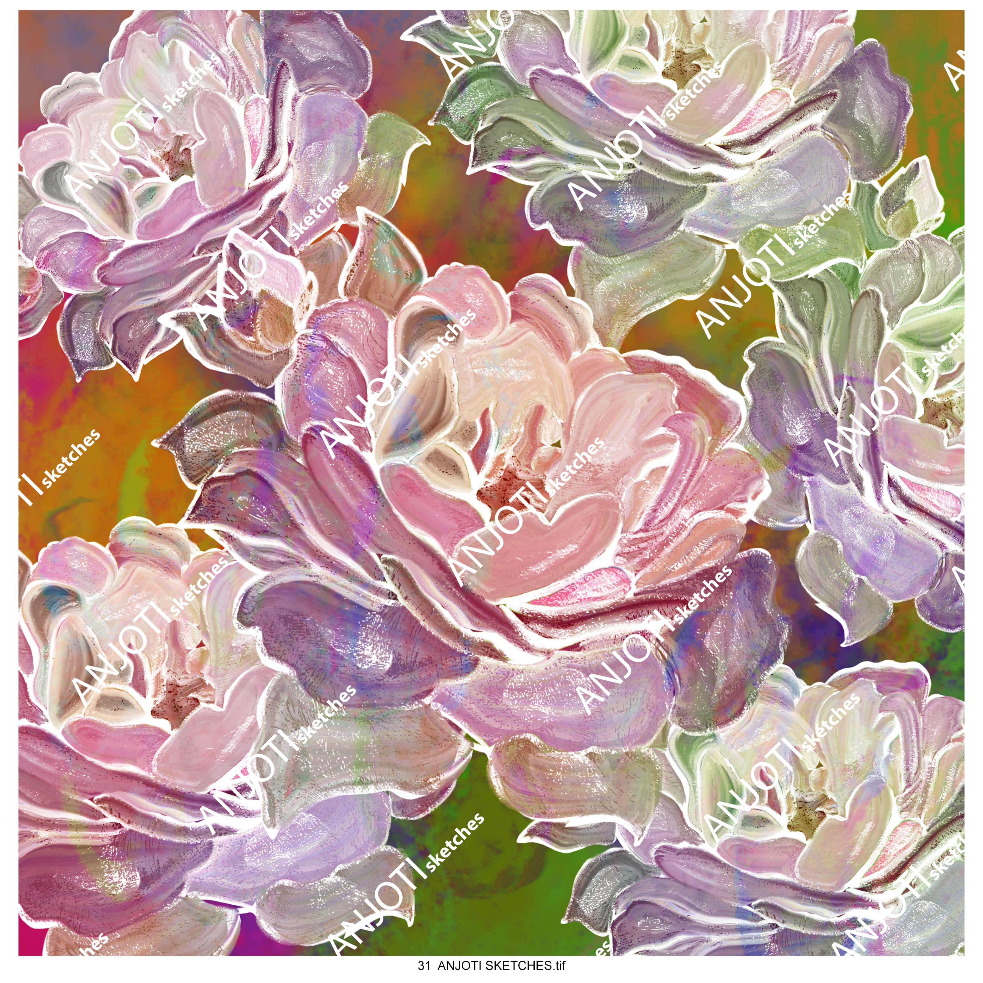 ANJOTI SKETCHES 31 Multicolor Abstract Wall Art with Textured Backgrounds for a Bold Look