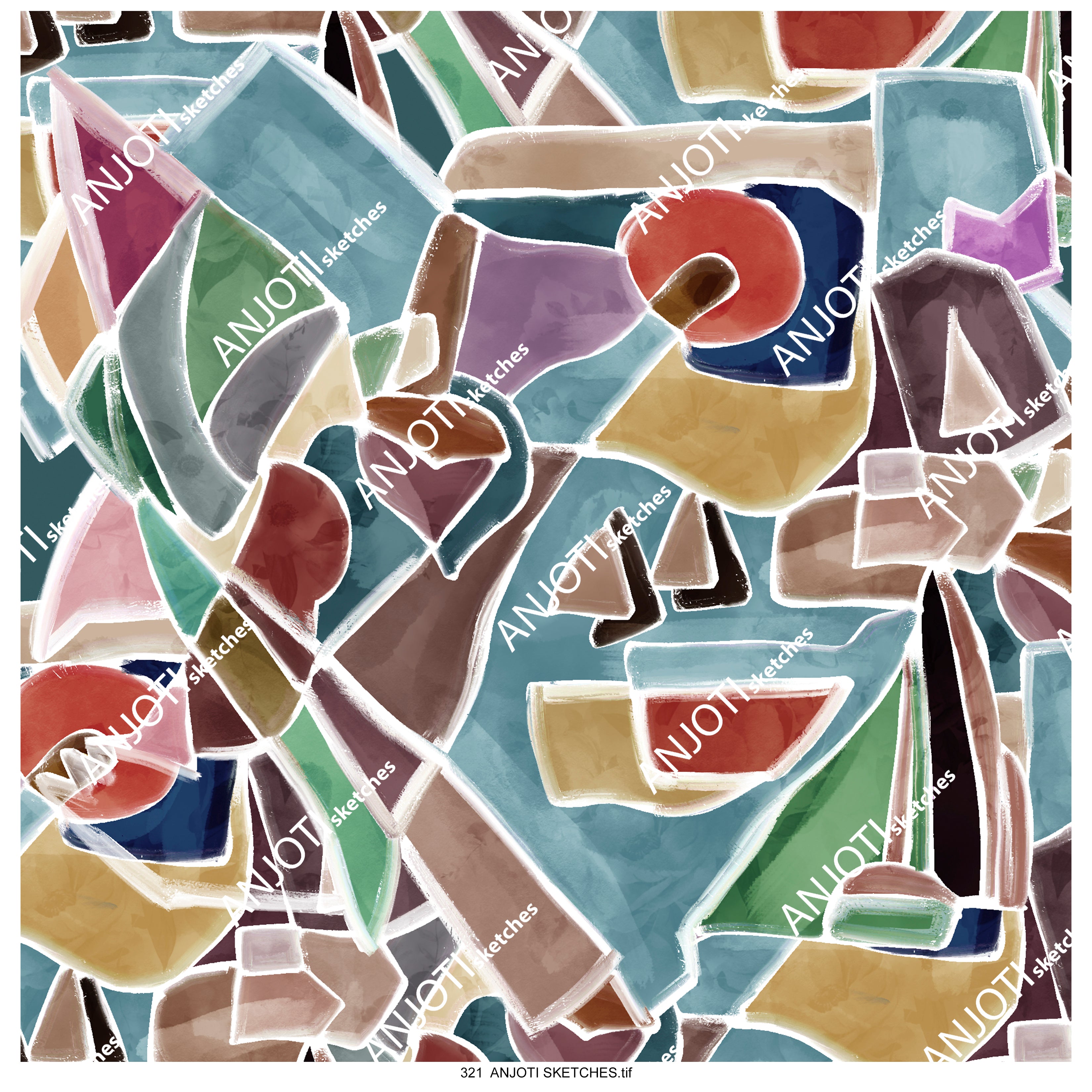 ANJOTI SKETCHES 321  Abstract Wall Art with Textured Multicolor Backgrounds to Enhance Any Decor