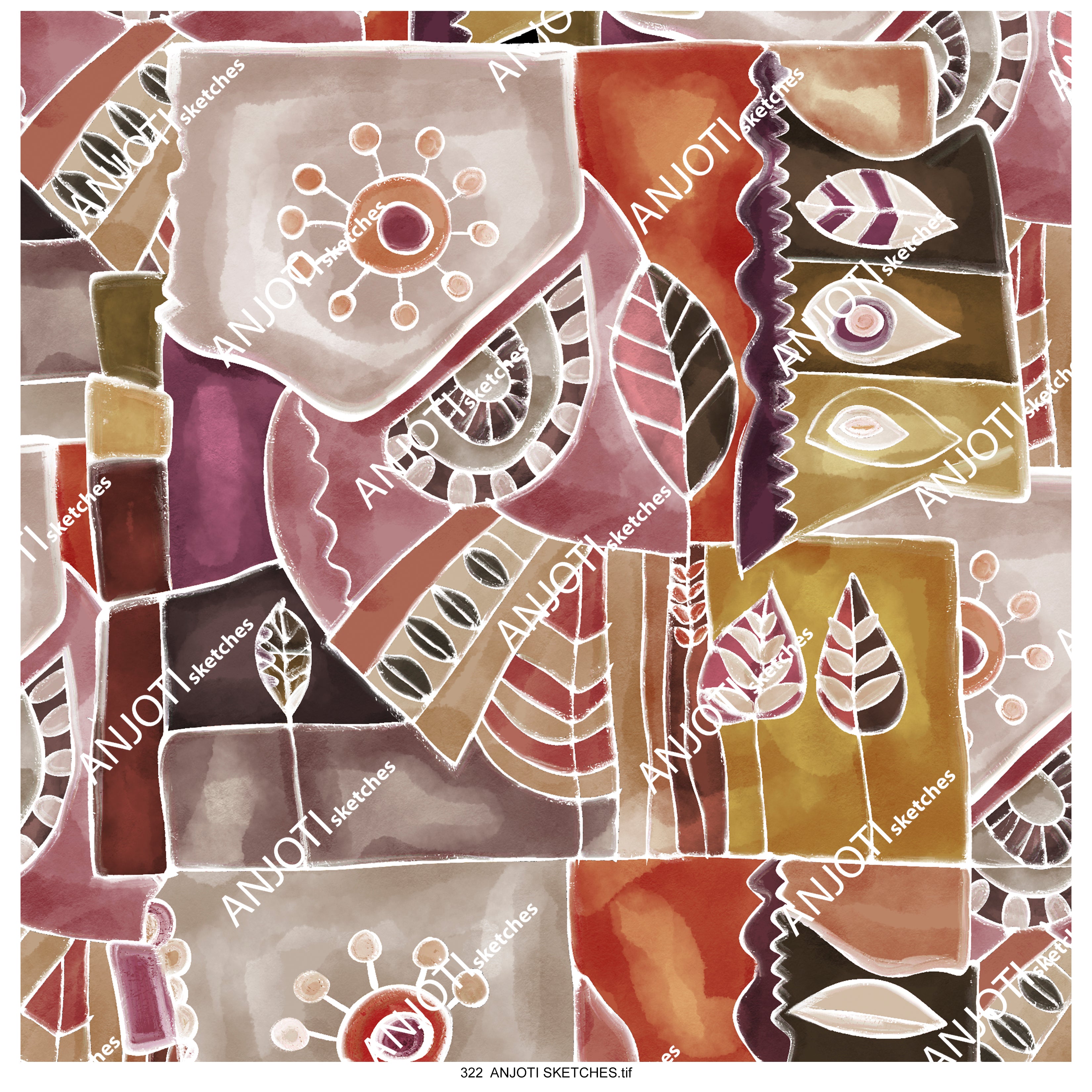 ANJOTI SKETCHES 322  Find Bold Multicolor Texture Effect Backgrounds in Abstract Wall Art for Home Decor