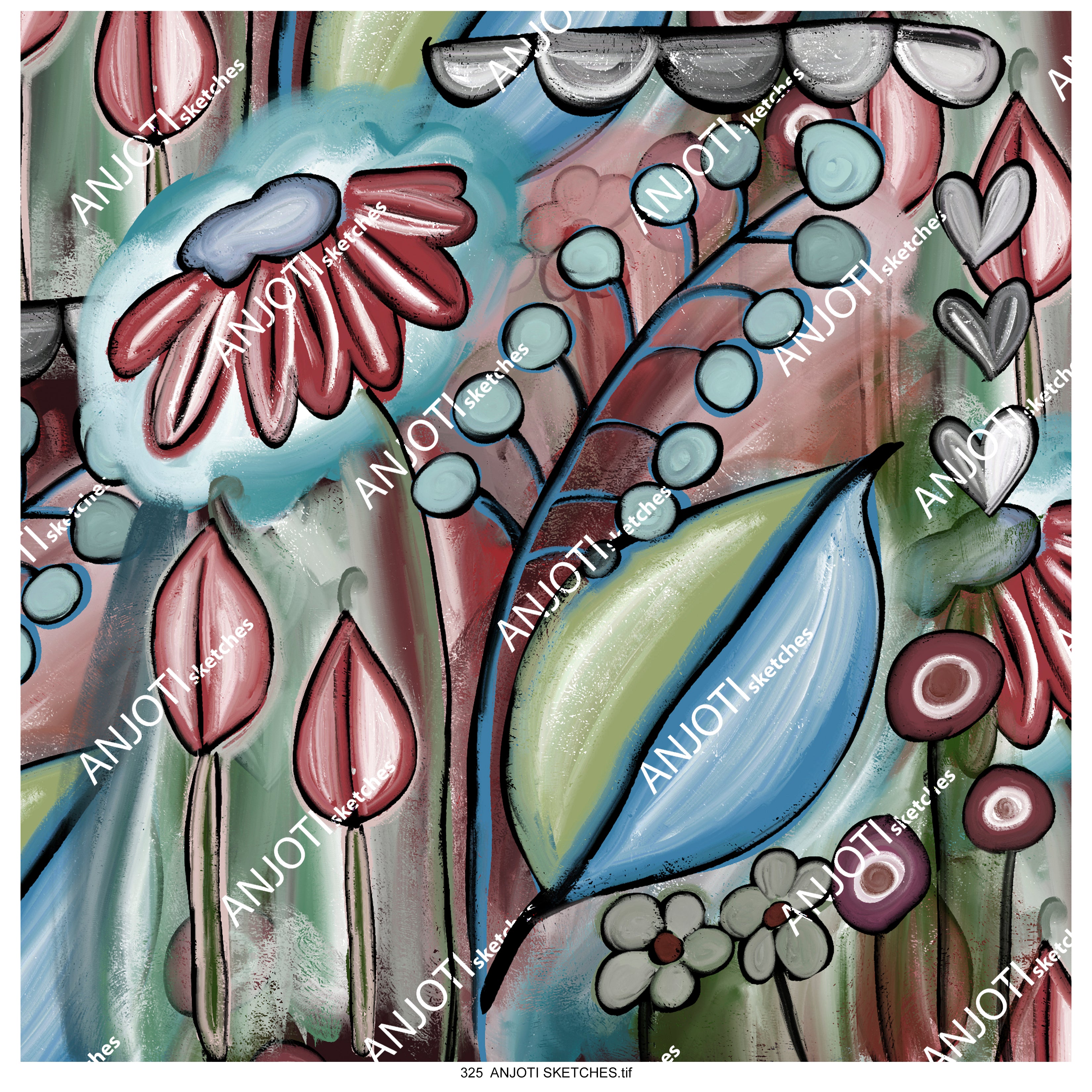 ANJOTI SKETCHES 325  Multicolor Texture Background Ideas in Unique Abstract Wall Art for Home