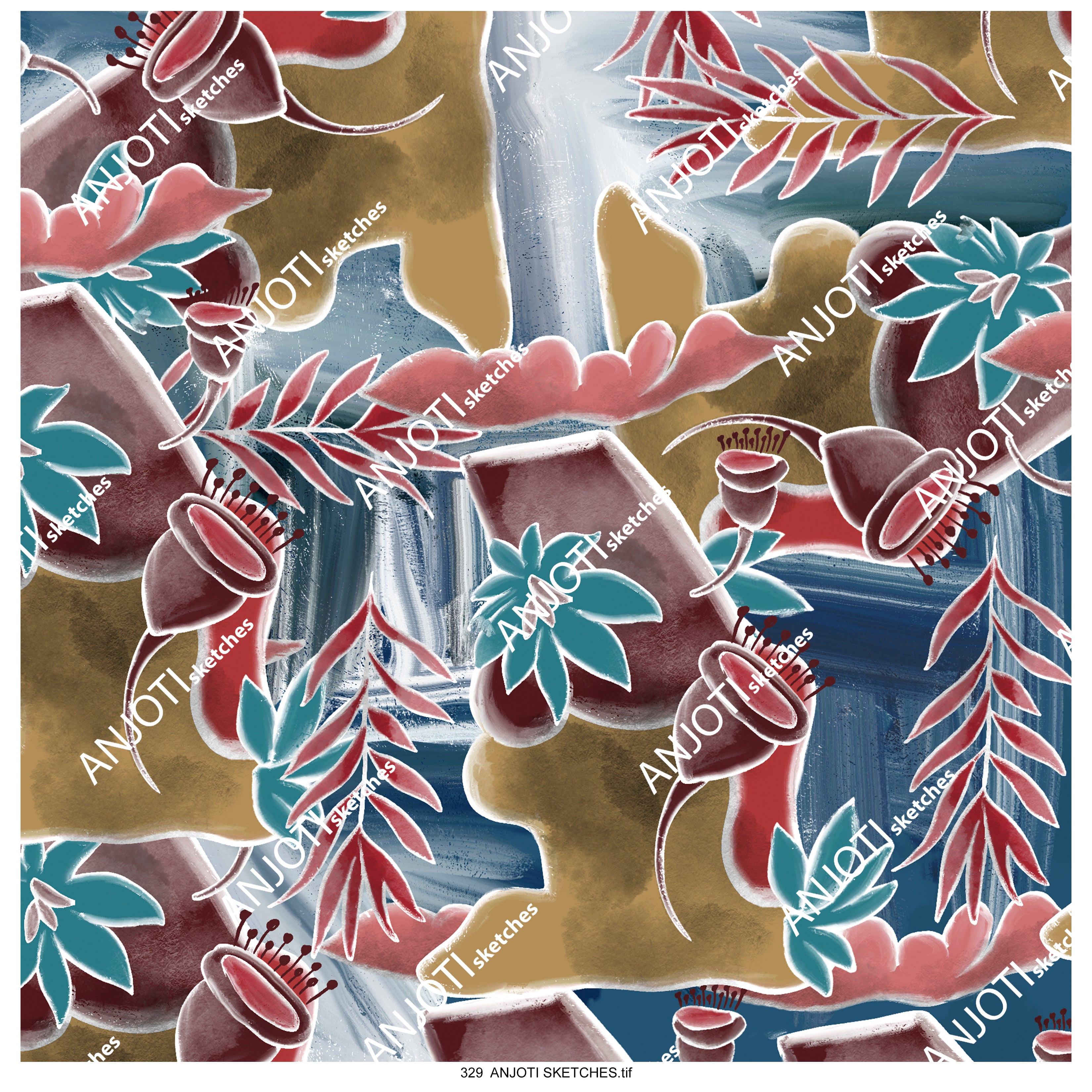 ANJOTI SKETCHES 329 Abstract Wall Art in Multicolor Textures for a Creative Background Effect