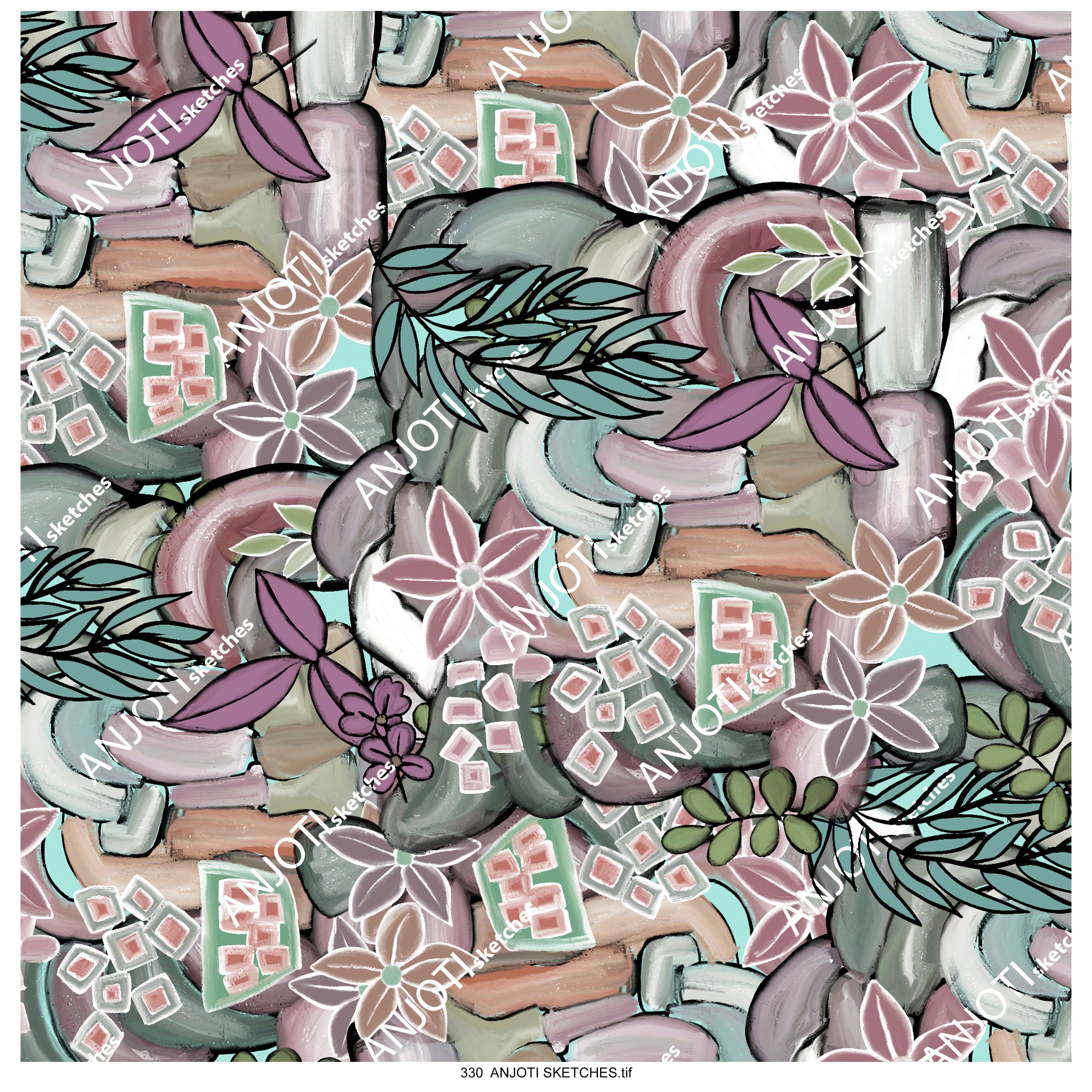 ANJOTI SKETCHES 330 Brighten Your Decor with Multicolor Texture Background Abstract Wall Art