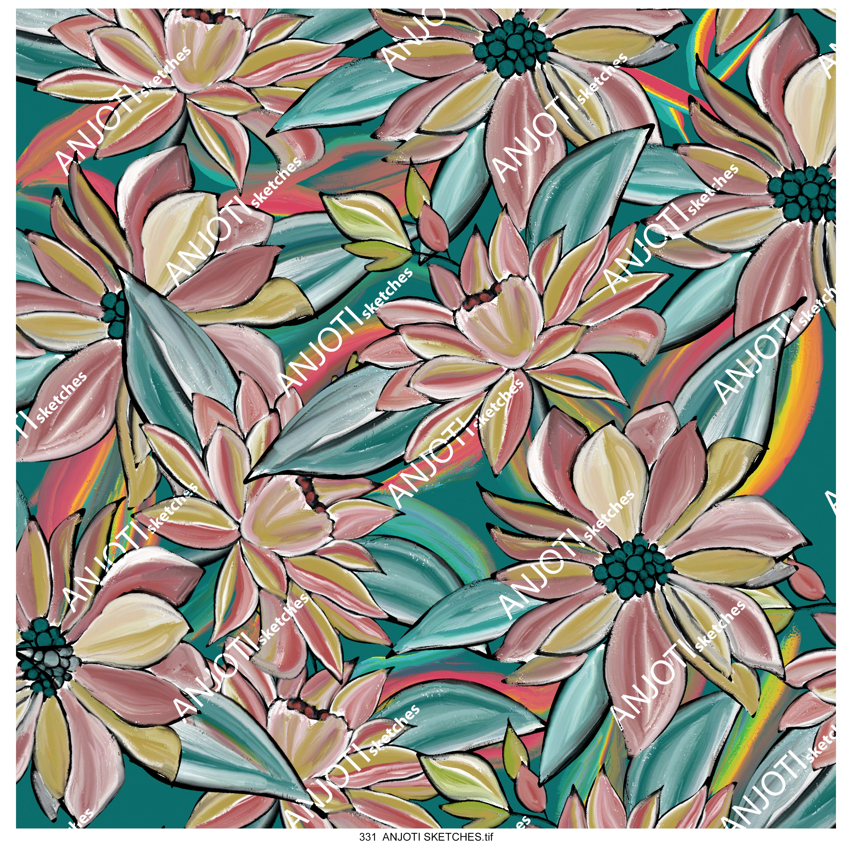 ANJOTI SKETCHES 331 Multicolor Abstract Wall Art with Textured Backgrounds for a Bold Look