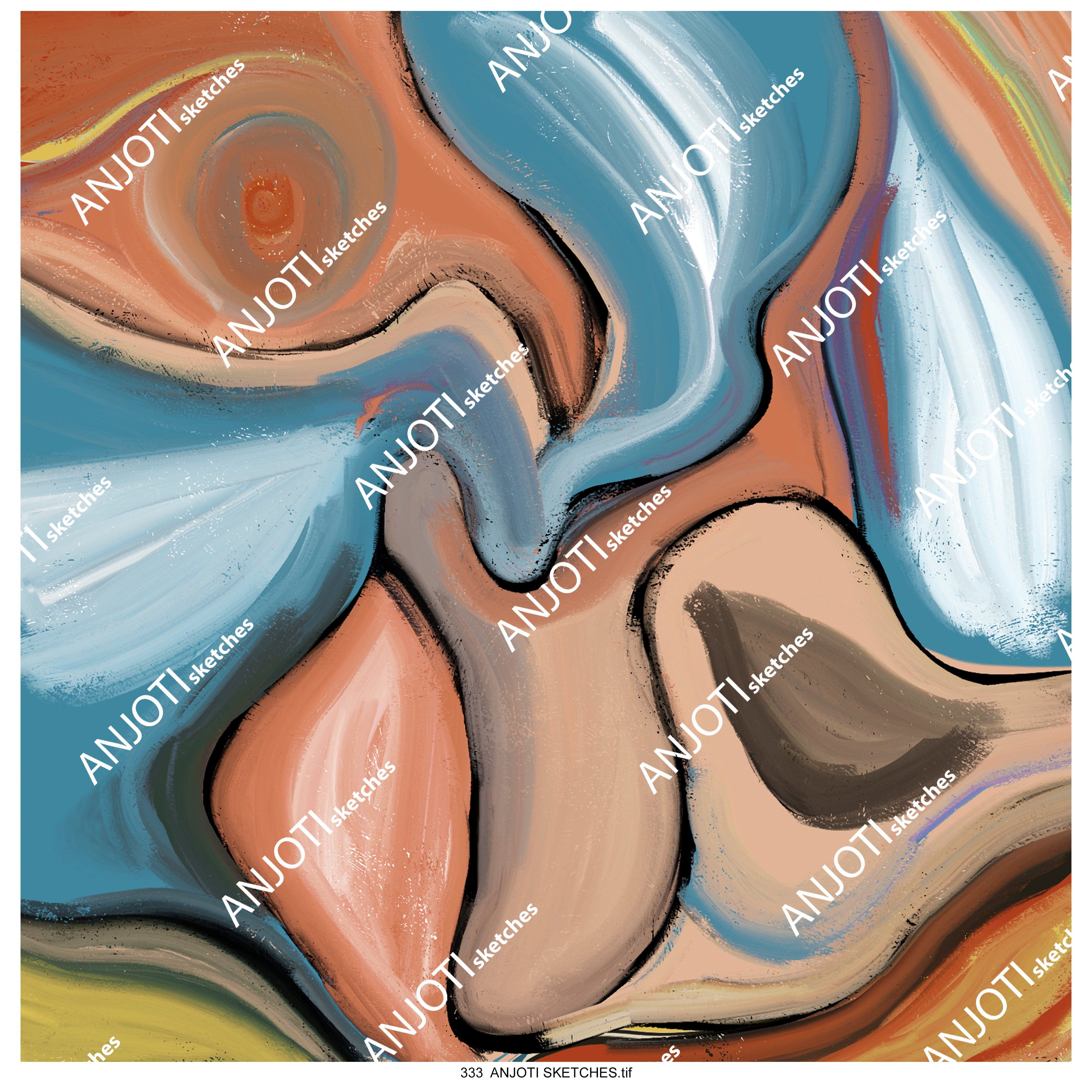 ANJOTI SKETCHES 333 Unique Multicolor Texture Effect Backgrounds in Artistic Abstract Wall Art