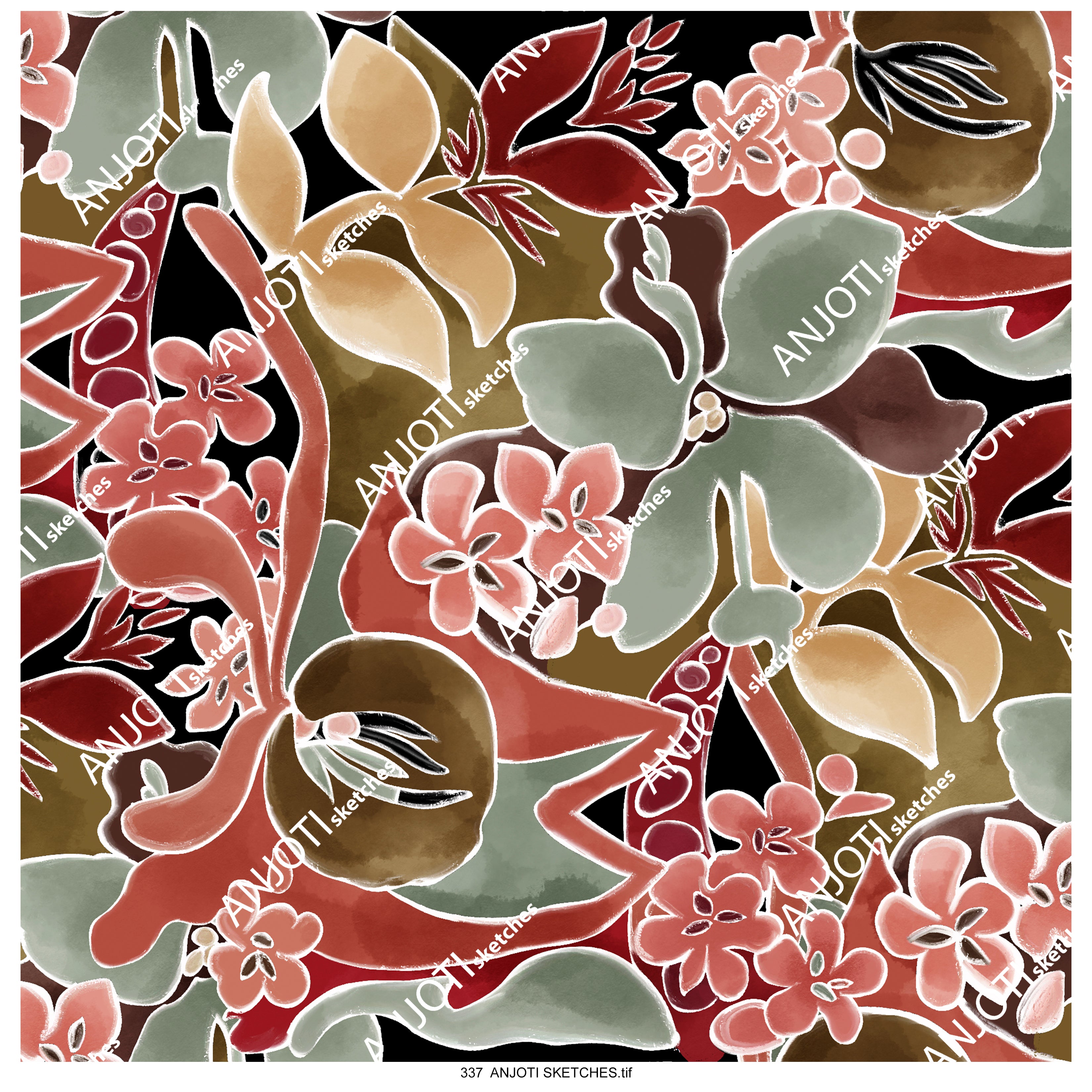 ANJOTI SKETCHES 337 Bright Multicolor Texture Backgrounds in Beautiful Abstract Wall Art for Home