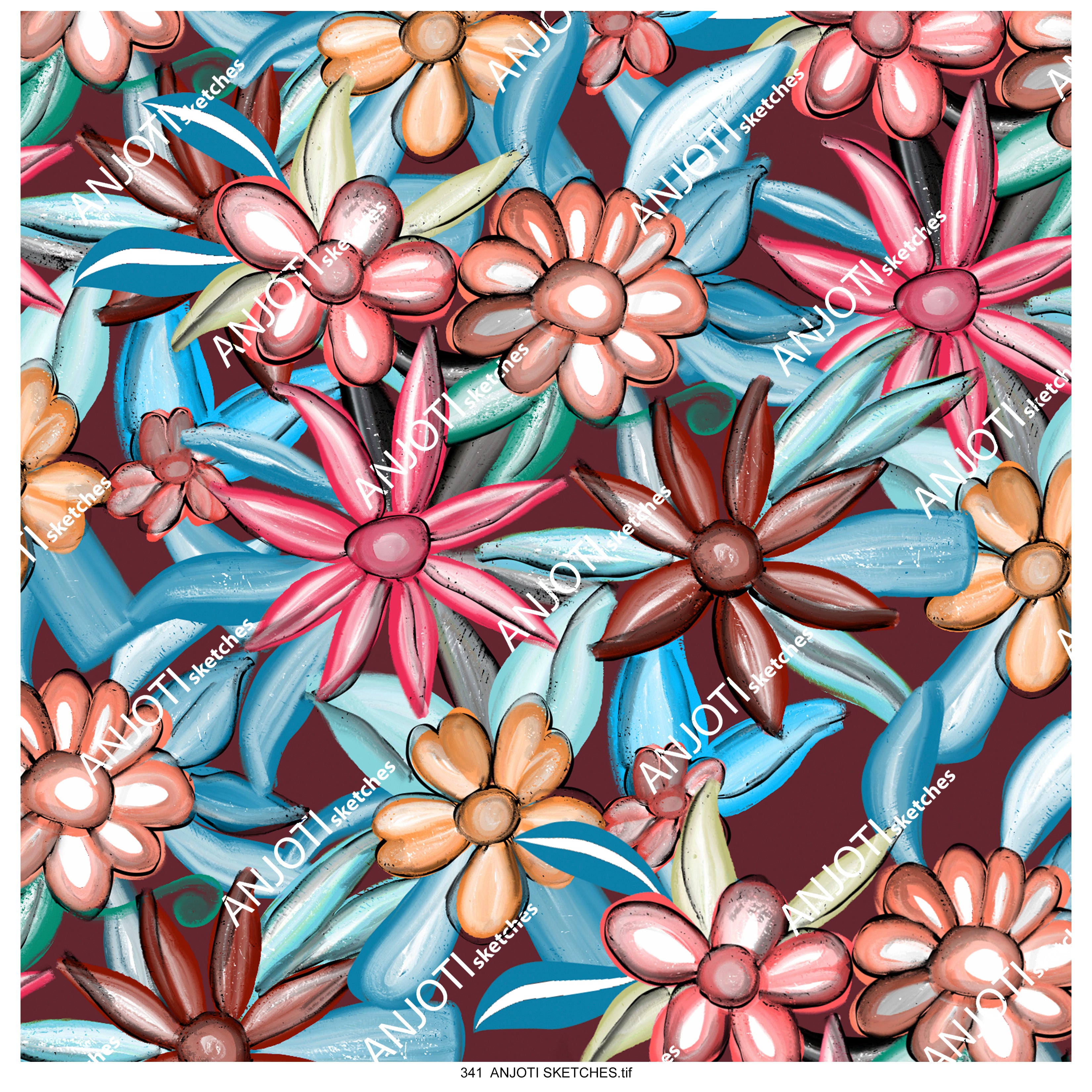 ANJOTI SKETCHES 341 Multicolor Texture Effect Backgrounds in Unique Abstract Wall Art for Home