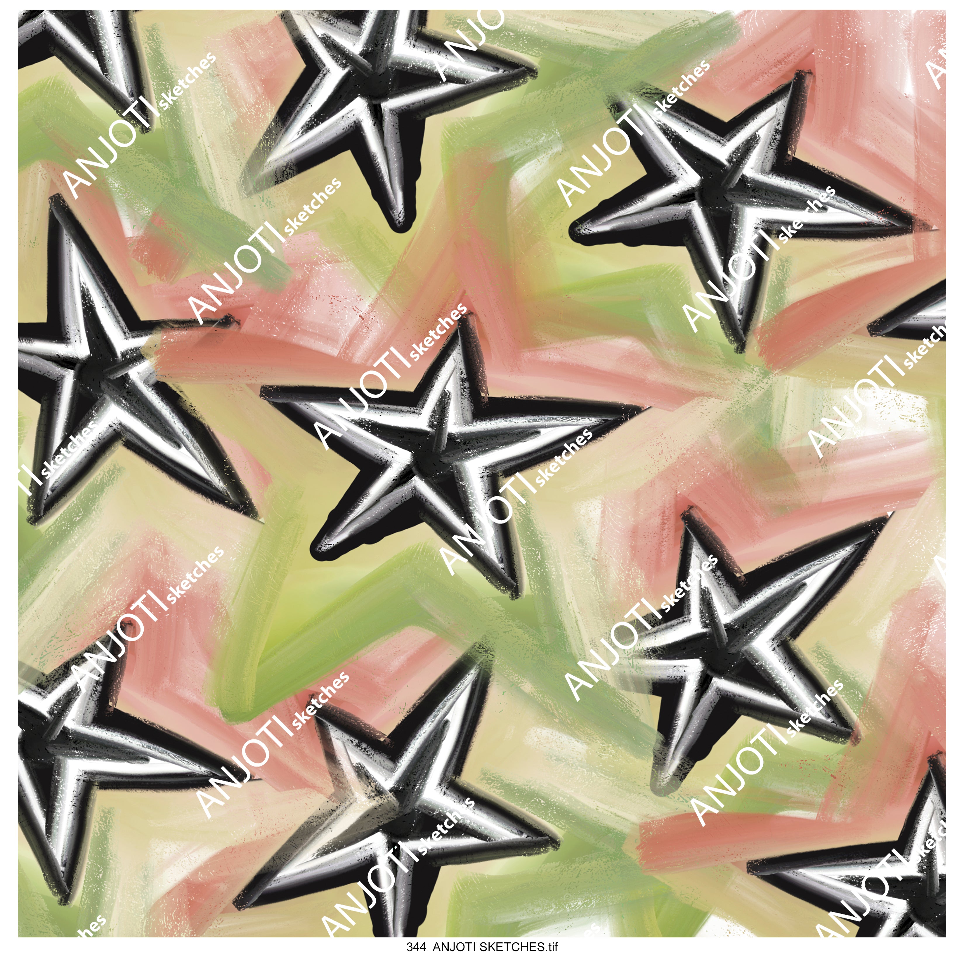 ANJOTI SKETCHES 344 Unique Multicolor Texture Background Abstract Wall Art for Your Decor