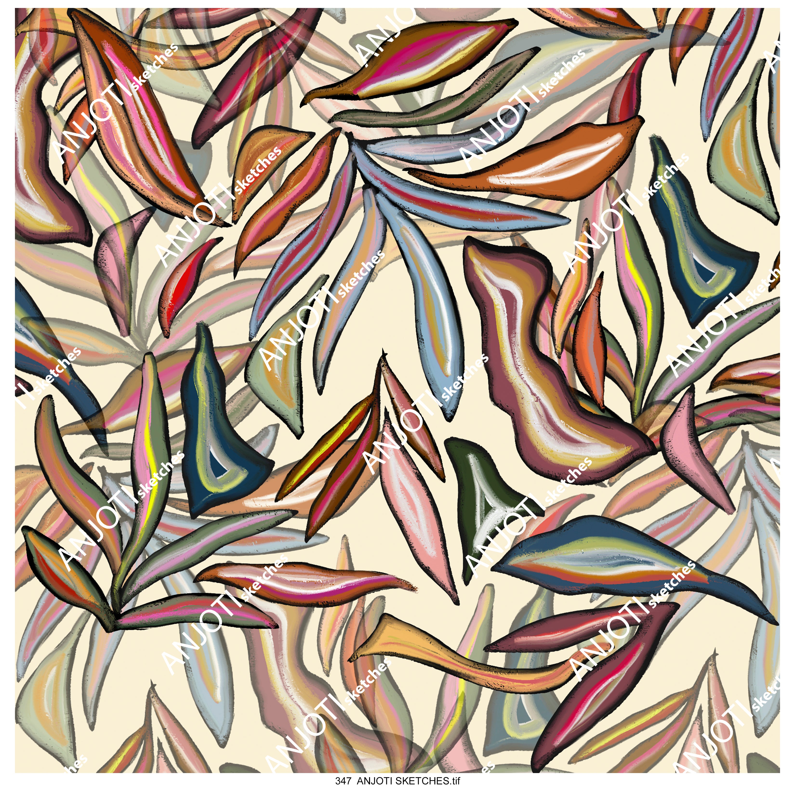 ANJOTI SKETCHES 347 Abstract Wall Art in Multicolor Texture Backgrounds for Stylish Home Decor