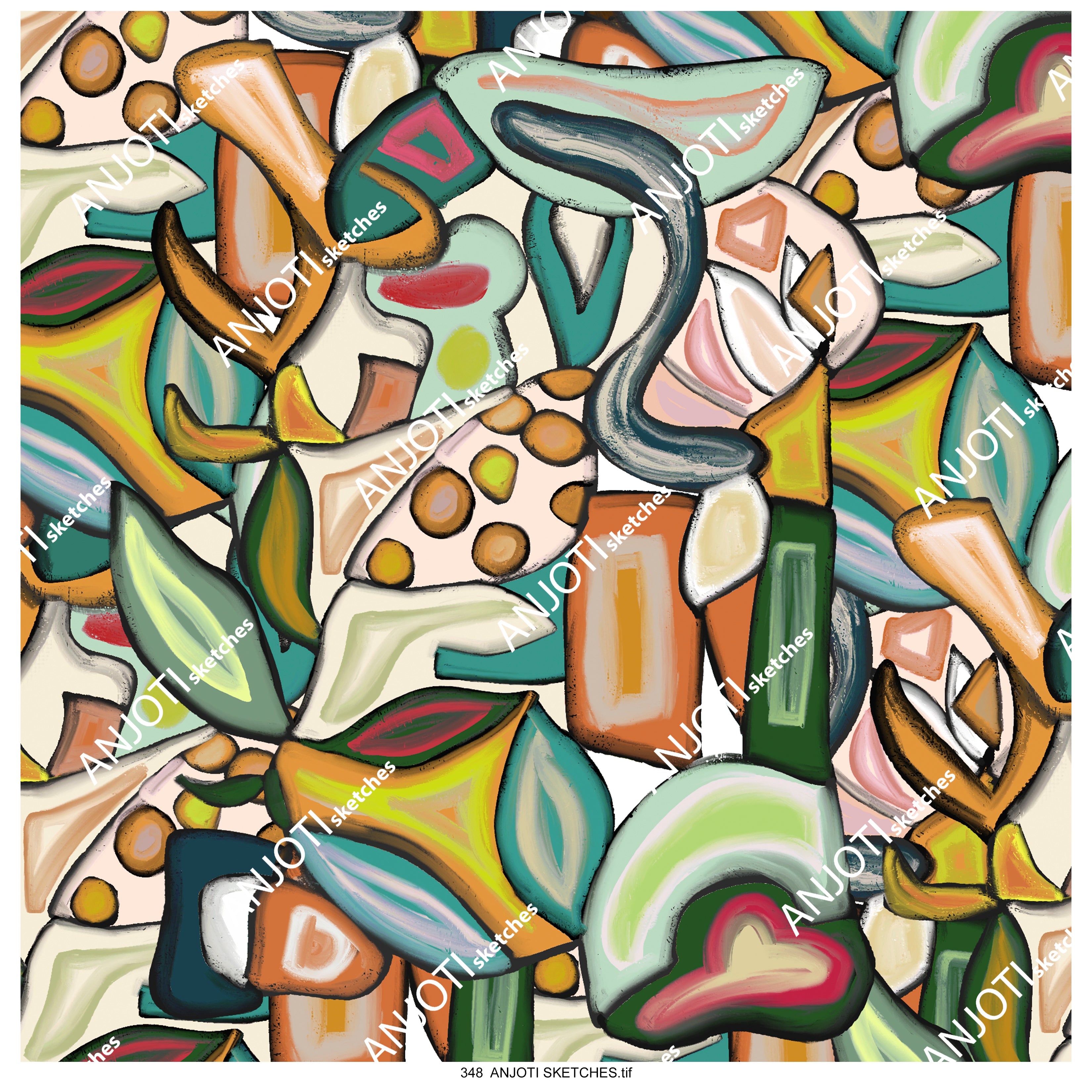 ANJOTI SKETCHES 348 Multicolor Texture Effect Abstract Wall Art Ideas for Every Room Decor