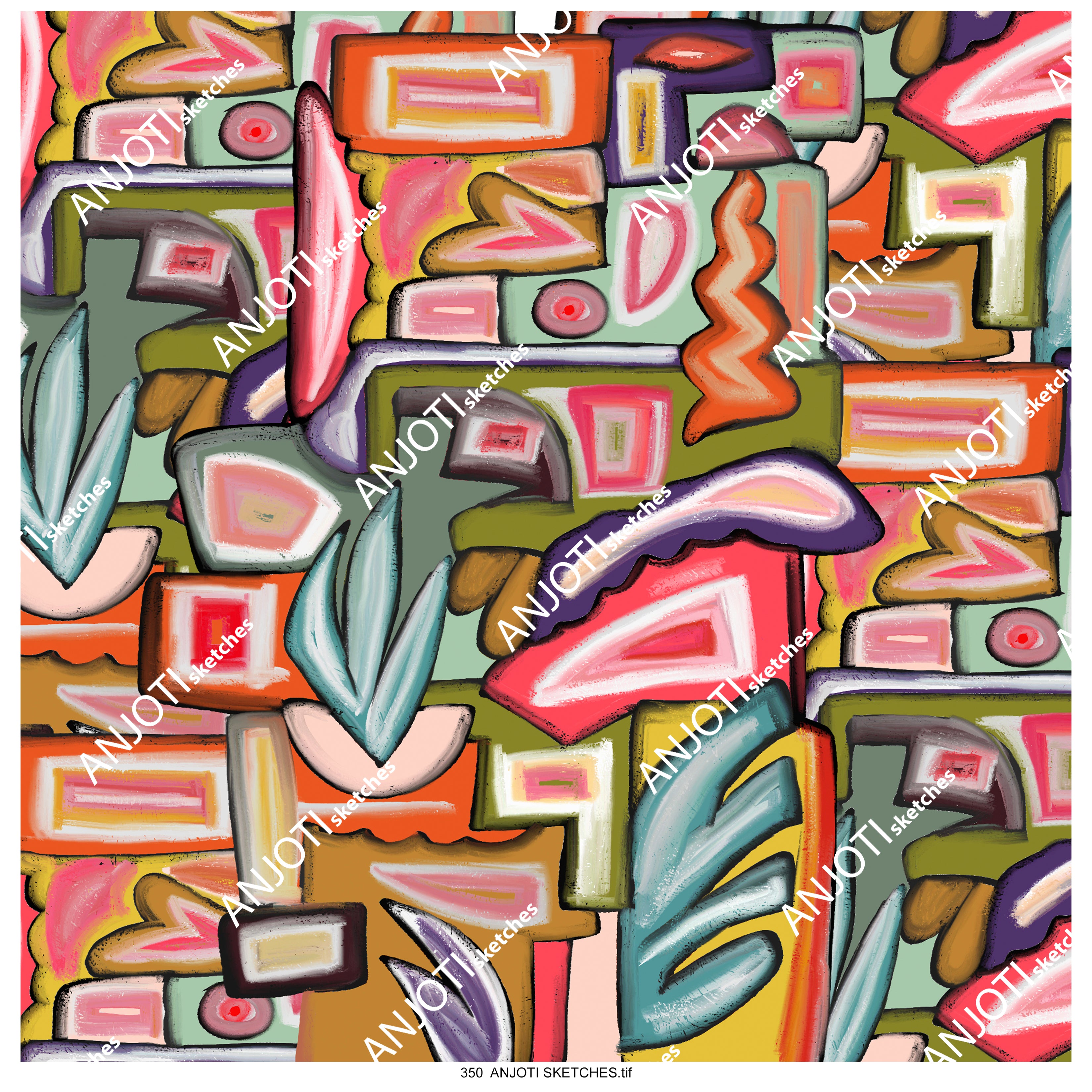 ANJOTI SKETCHES 350 Brighten Any Space with Abstract Wall Art in Multicolor Texture Effect Backgrounds