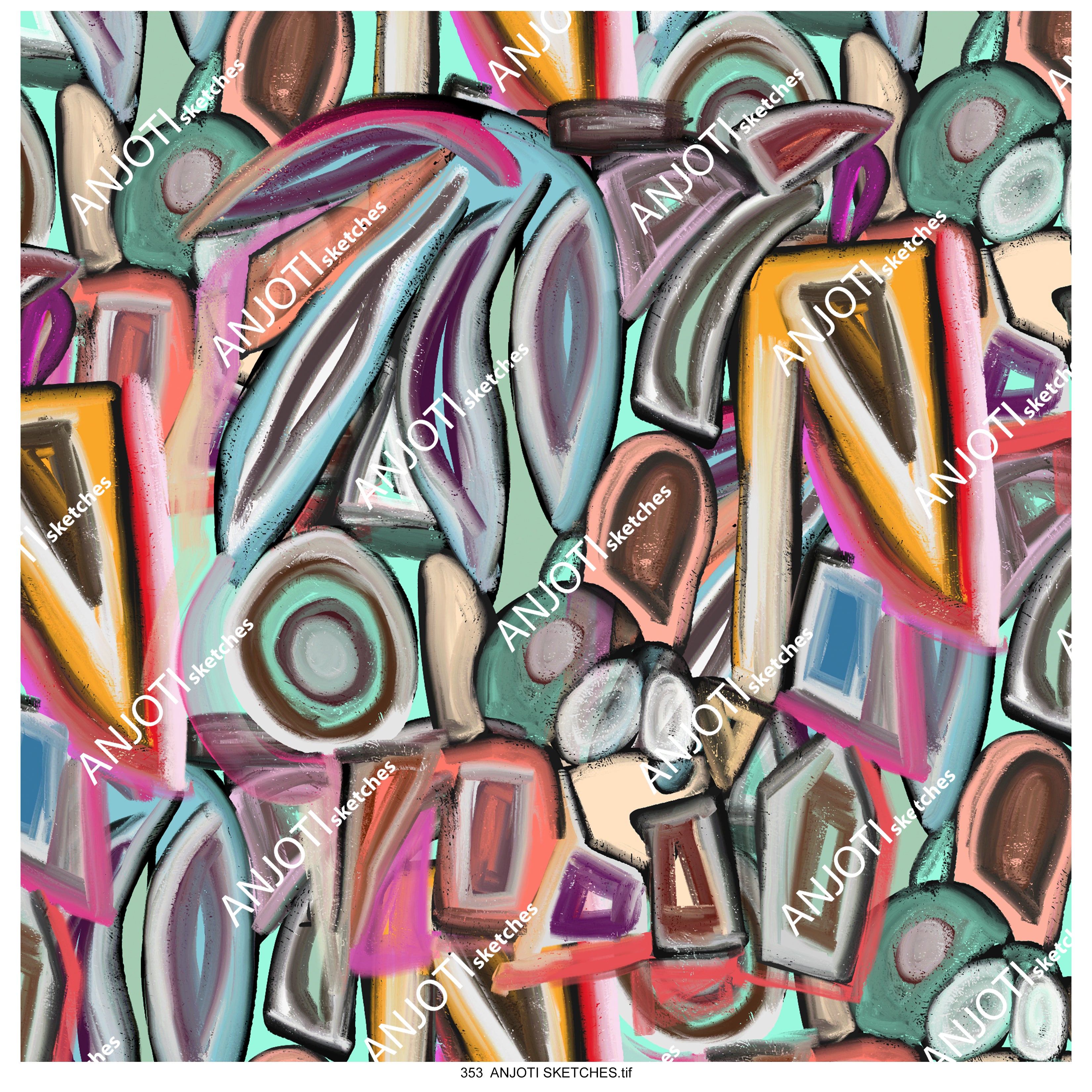 ANJOTI SKETCHES 353 Brighten Your Walls with Floral and Geometric Abstract Wall Art in Multicolor Textures