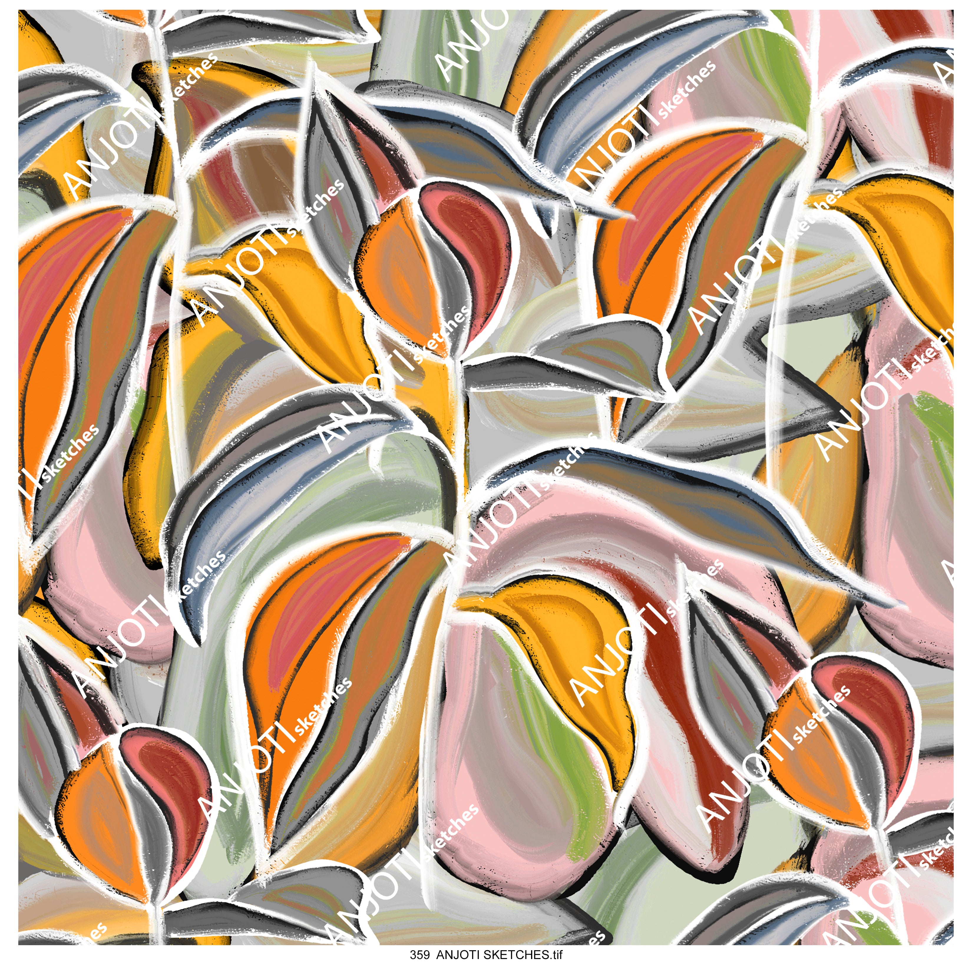 ANJOTI SKETCHES 359 Multicolor Texture Backgrounds in Abstract Floral and Geometric Wall Art