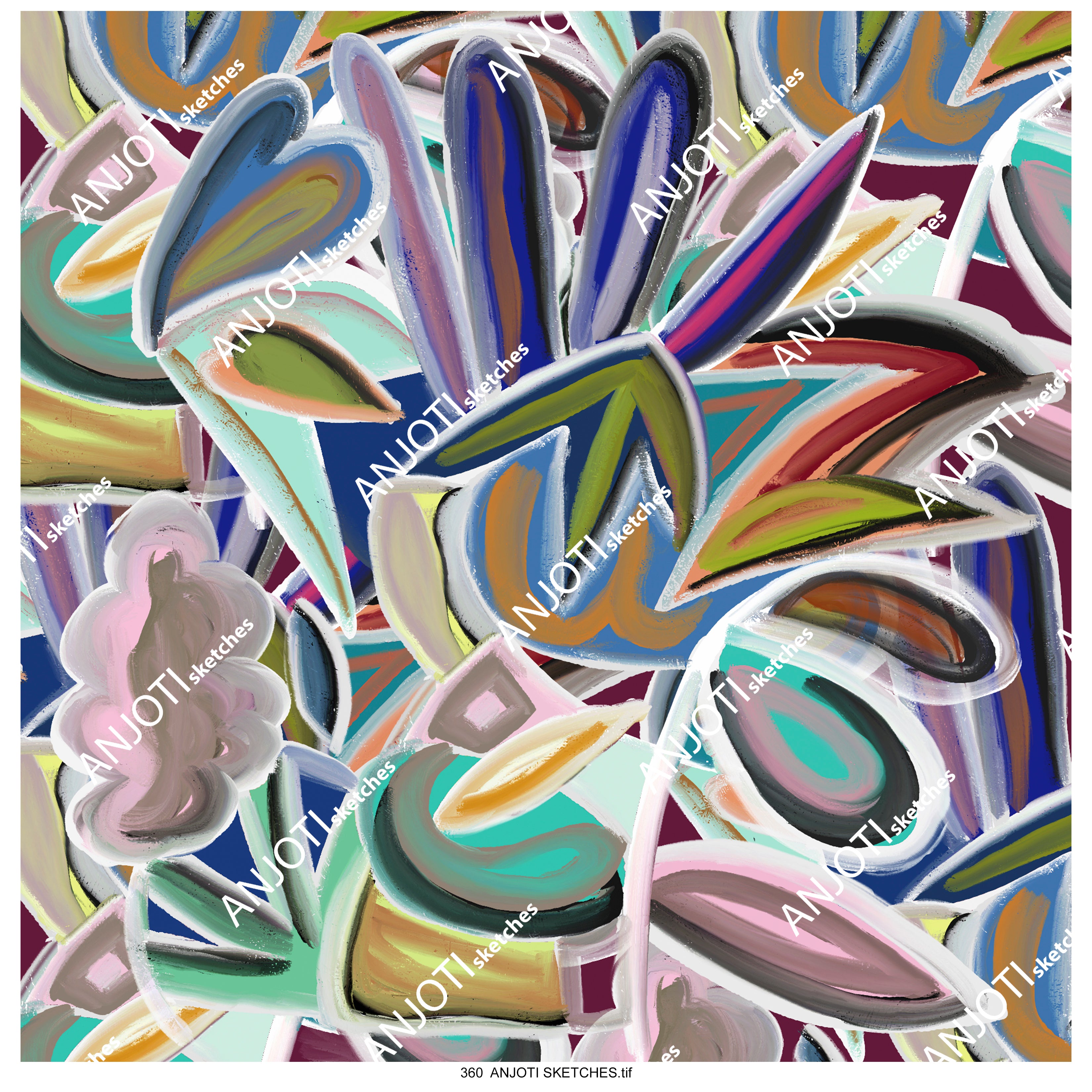 ANJOTI SKETCHES 360 Elevate Your Decor with Floral Geometric Abstract Wall Art and Texture Backgrounds