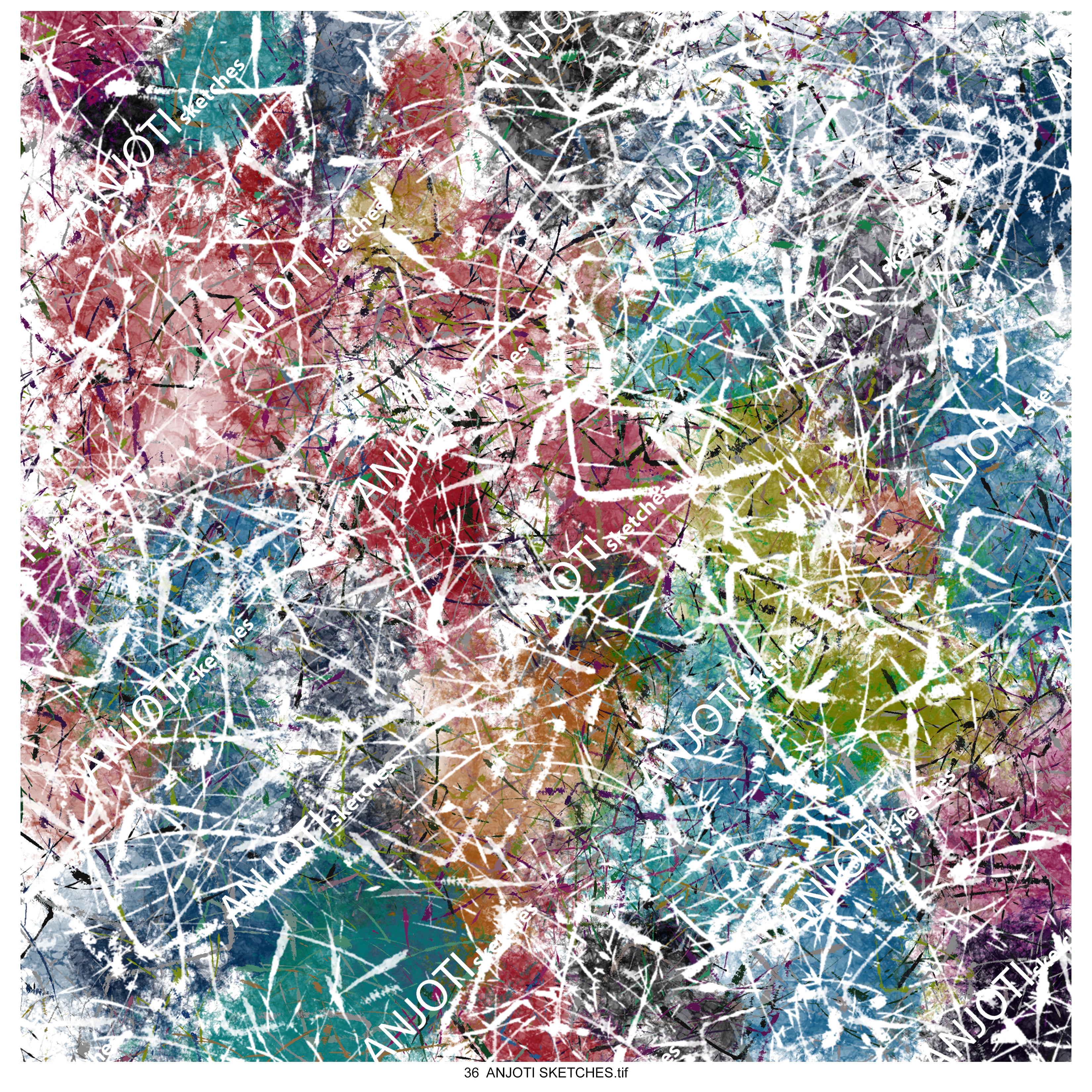 ANJOTI SKETCHES 36 Multicolor Texture Effect Abstract Wall Art to Add Life to Your Walls