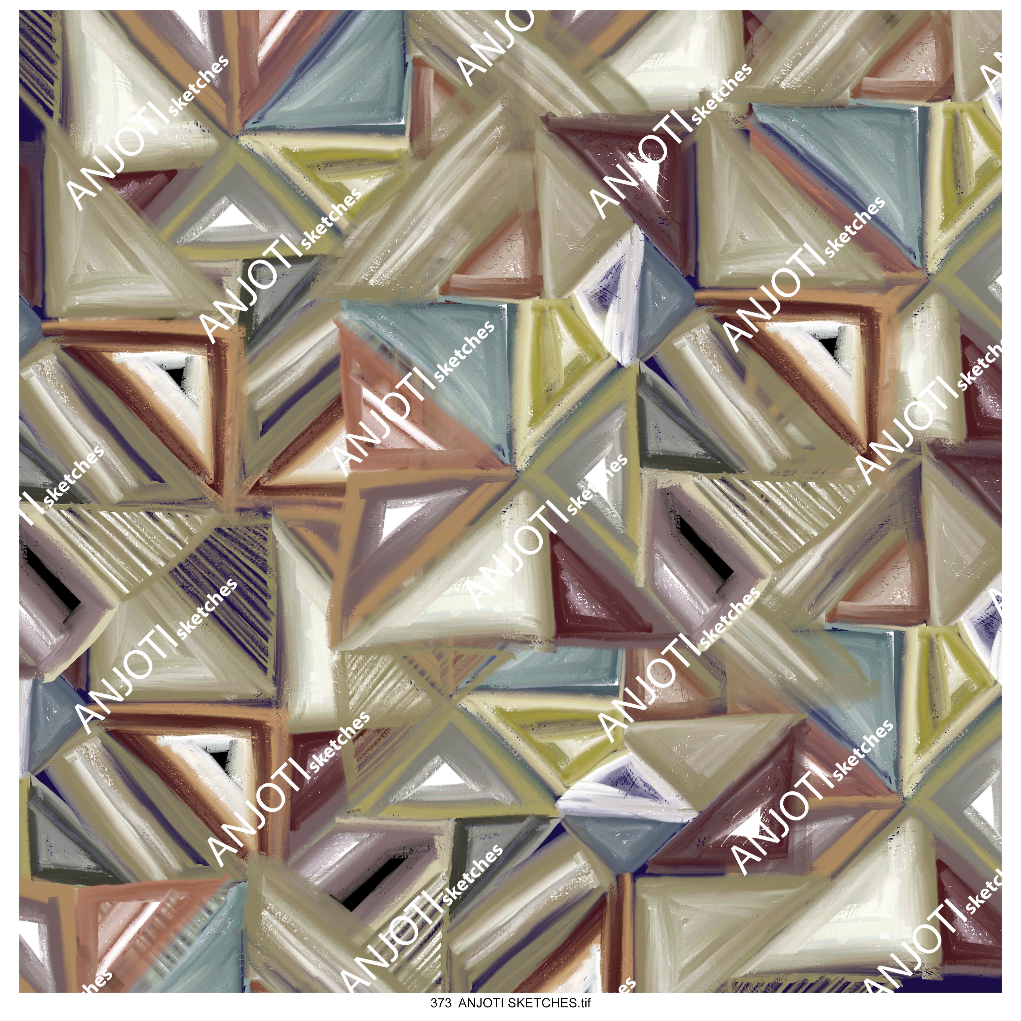 ANJOTI SKETCHES 373 Abstract Wall Art with Multicolor Floral Geometric Texture Backgrounds