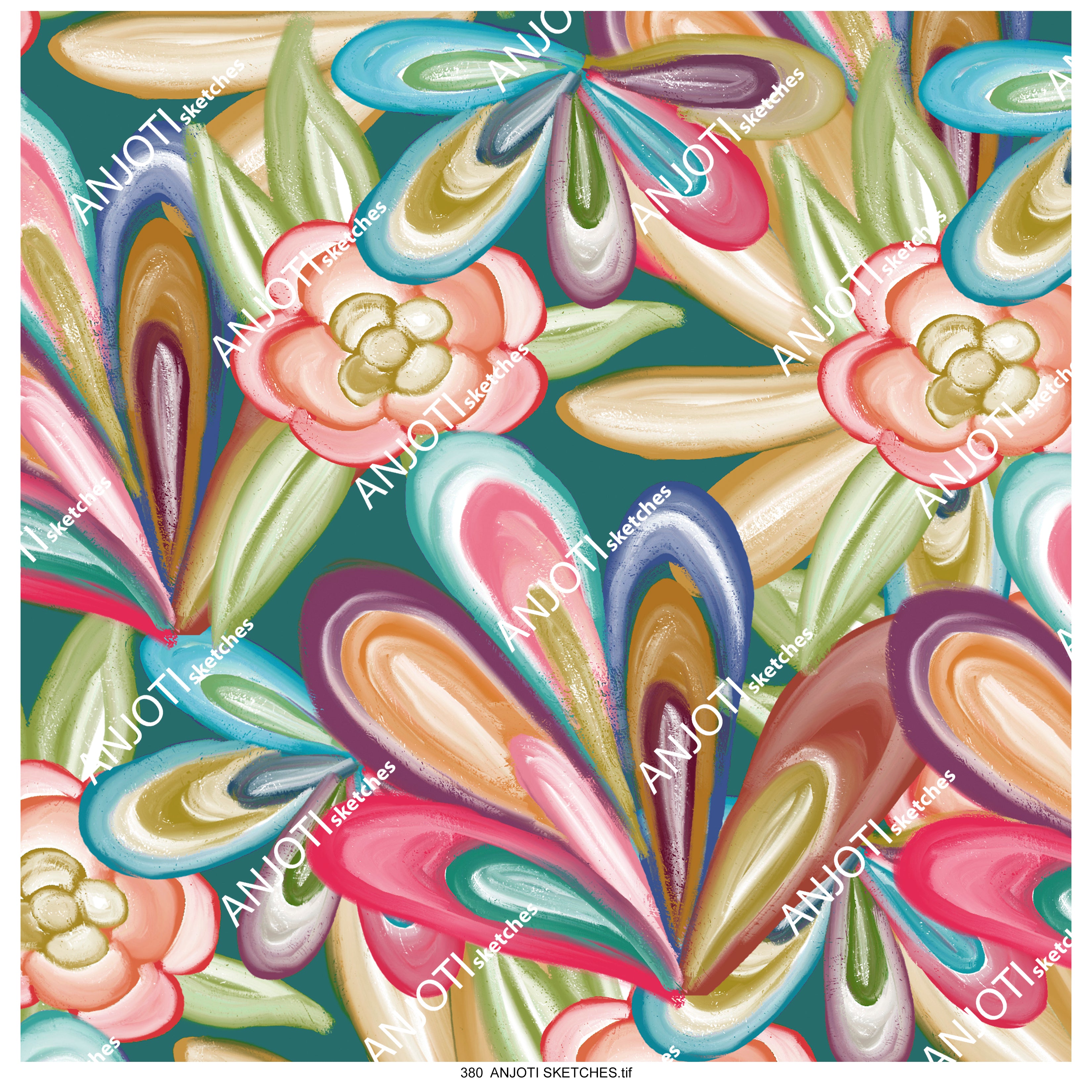 ANJOTI SKETCHES 380_Discover Artistic Floral Geometric Abstract Wall Art in Multicolor Backgrounds