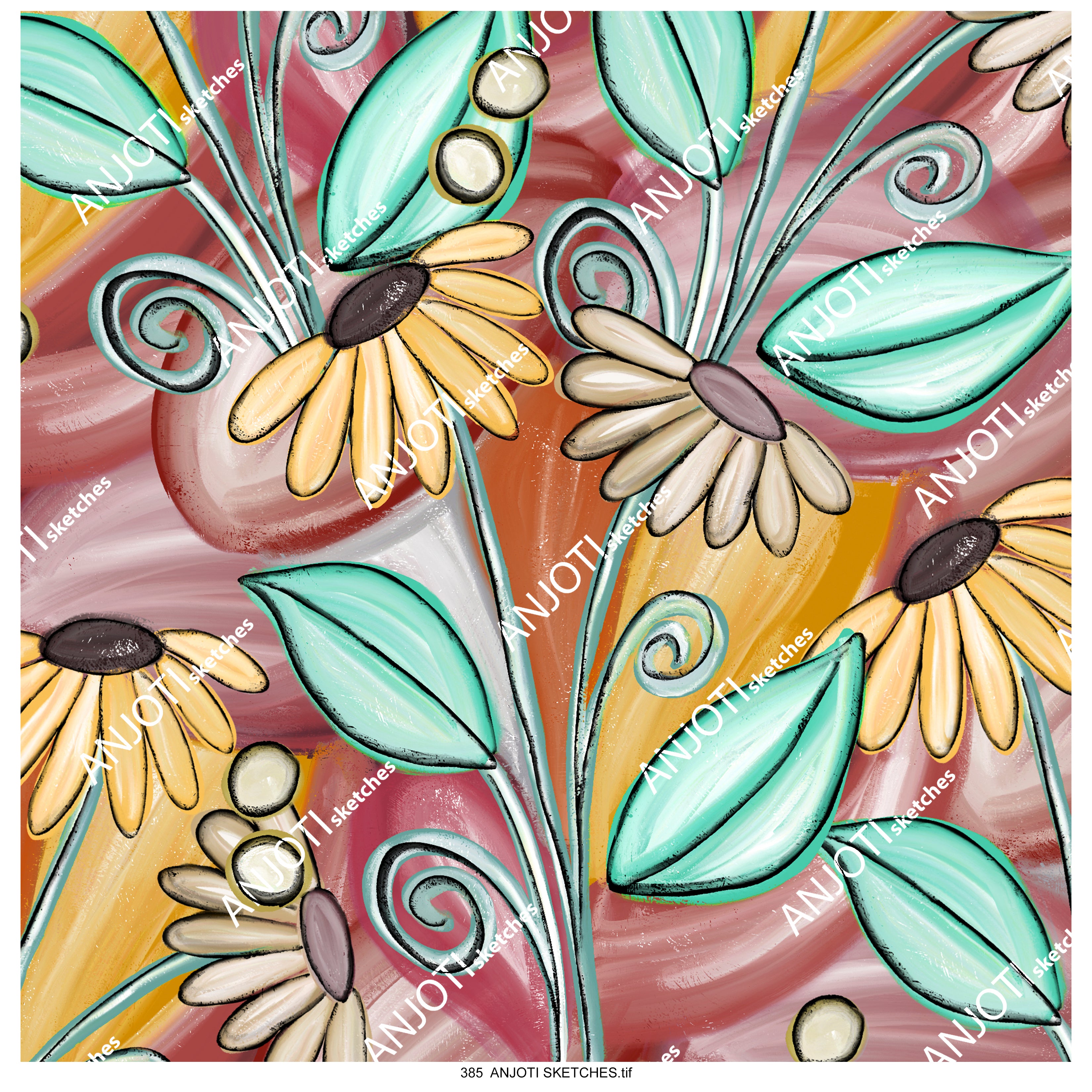 ANJOTI SKETCHES 385_Multicolor Texture Backgrounds for Stunning Floral and Geometric Wall Art