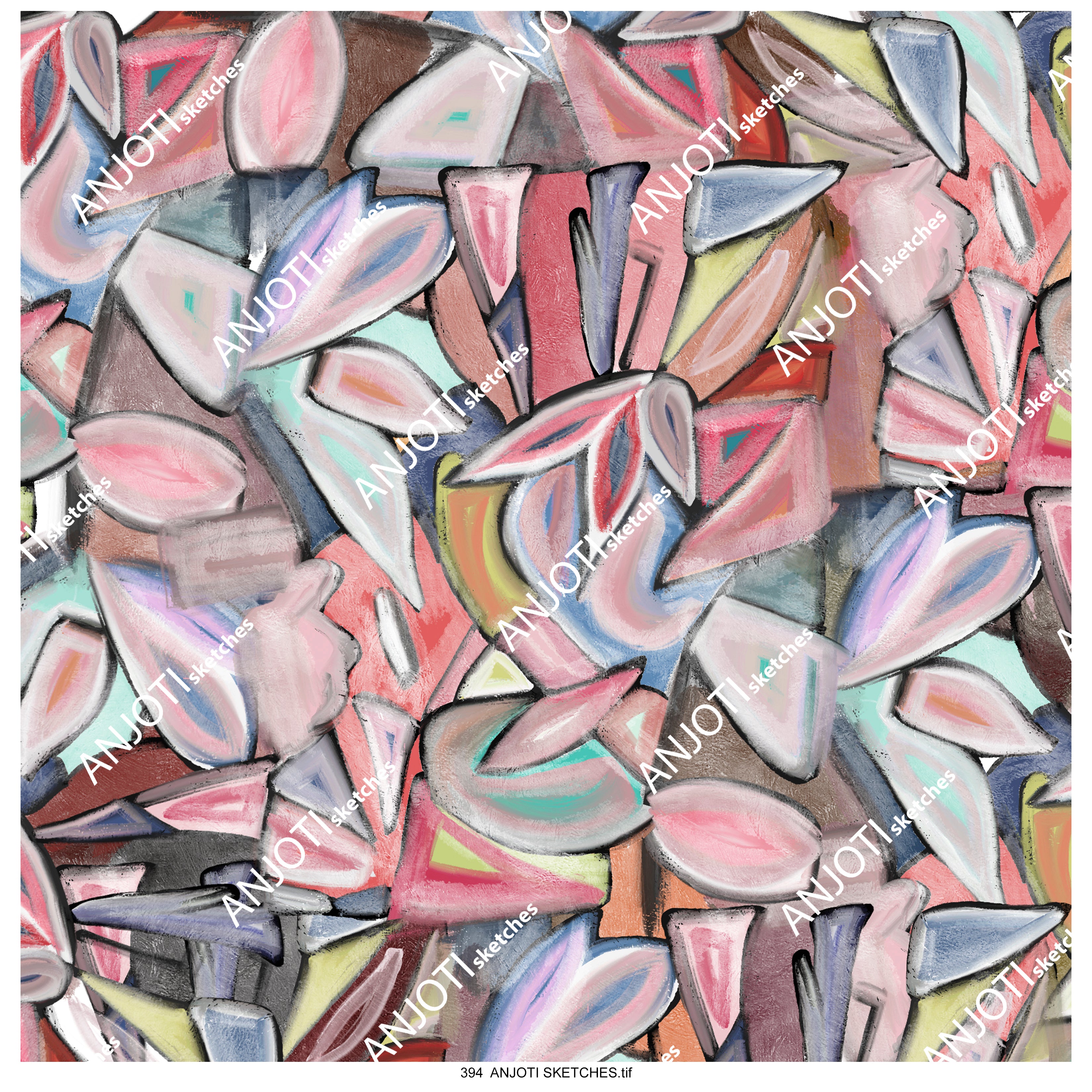 ANJOTI_SKETCHES 394_Discover Stunning Multicolor Floral Geometric Abstract Wall Art Backgrounds