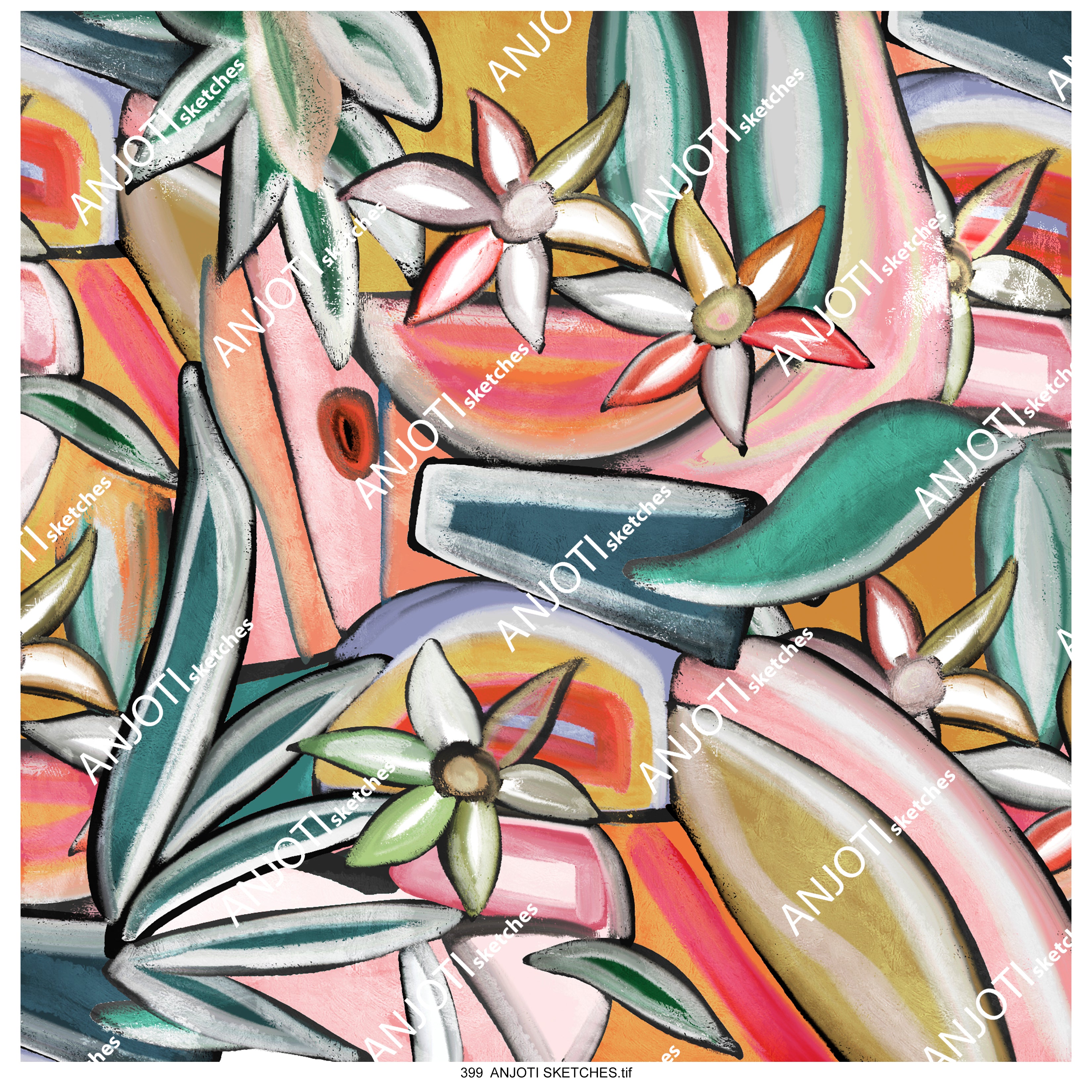 ANJOTI_SKETCHES_400_New Abstract Art paintings Pattern Wallpaper illustrations line design and ideas geometric drawing oil paints acrylic American fancy nancy popular rich print contrast background