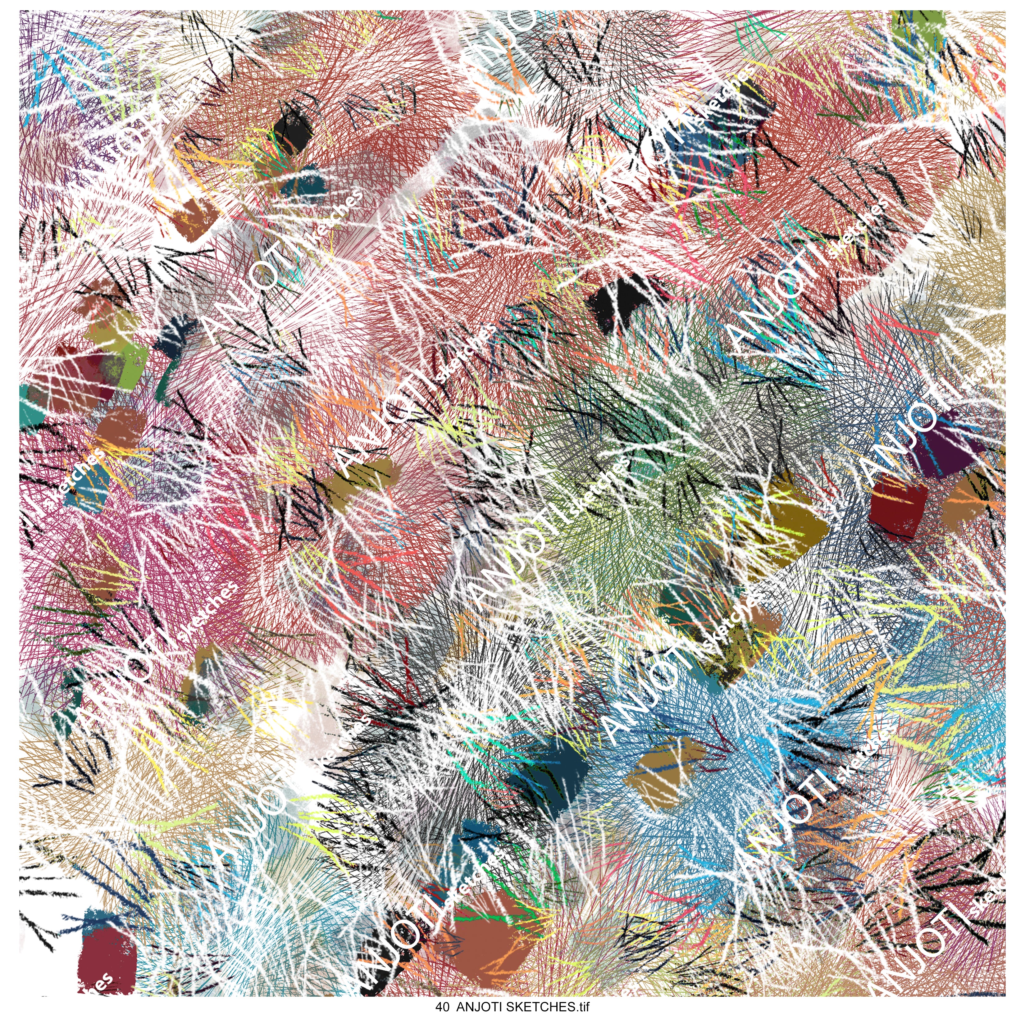 ANJOTI SKETCHES 40 Vibrant Abstract Wall Art with Multicolor Texture Effect Backgrounds for Interiors