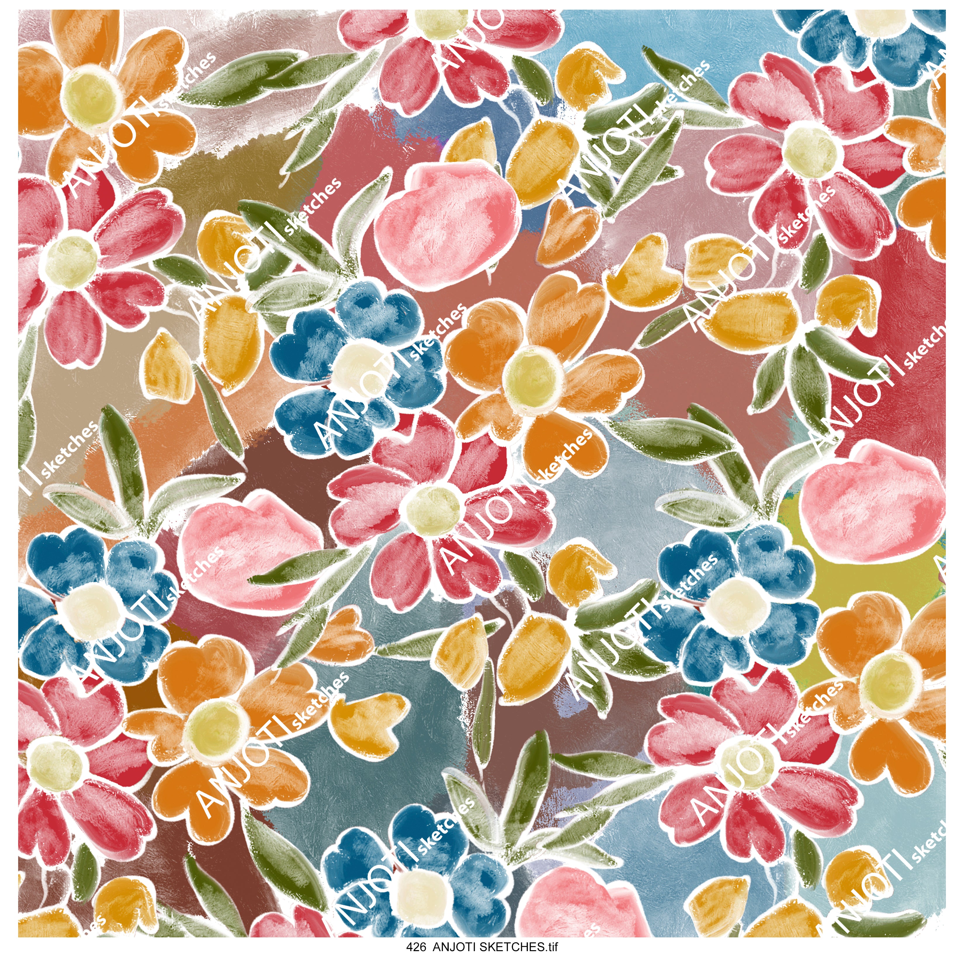 ANJOTI_SKETCHES_426_Abstract Wall Art with Texture Effect Backgrounds in Vibrant Multicolor Designs