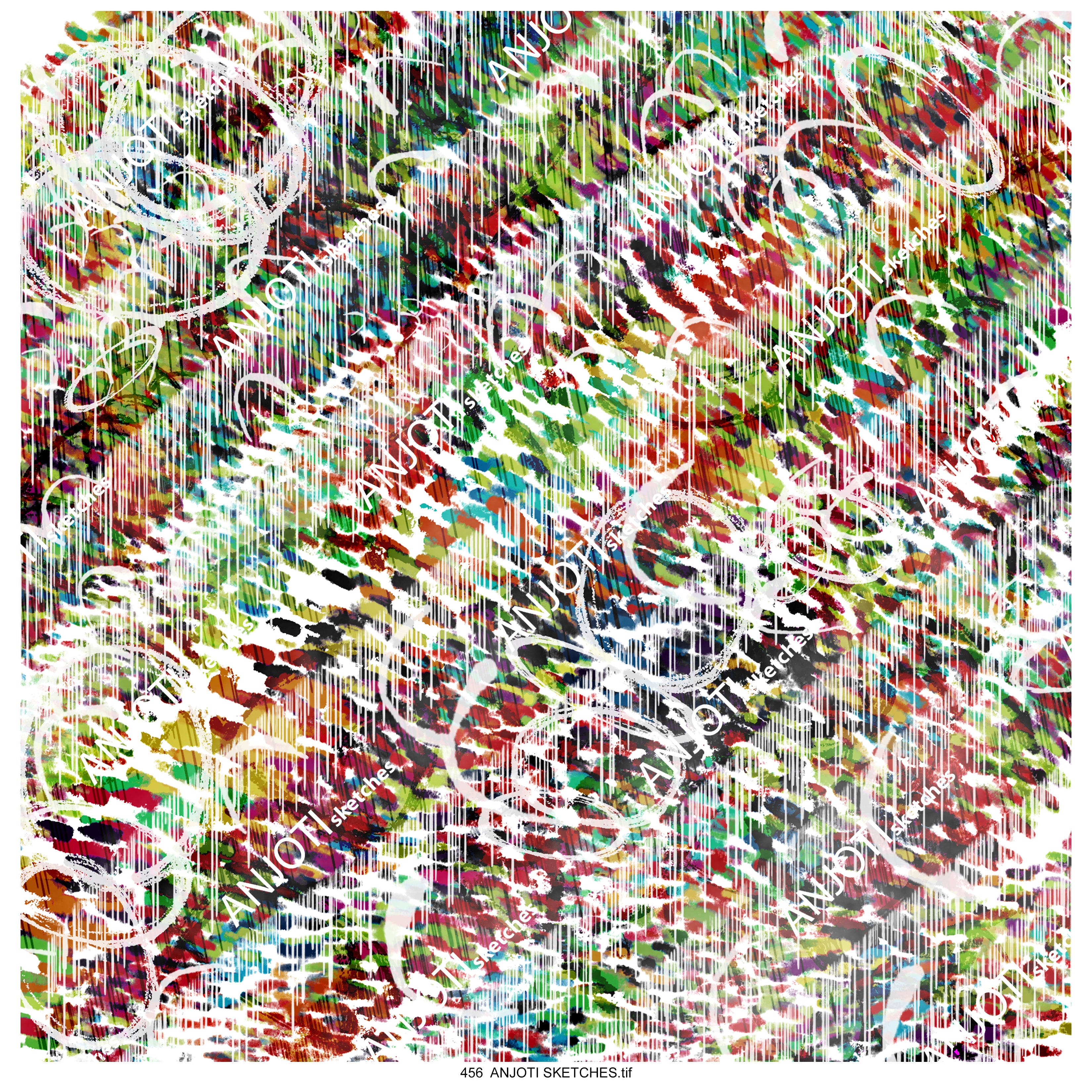 ANJOTI_SKETCHES_456_Abstract Wall Art in Floral and Geometric Designs with Multicolor Texture Backgrounds