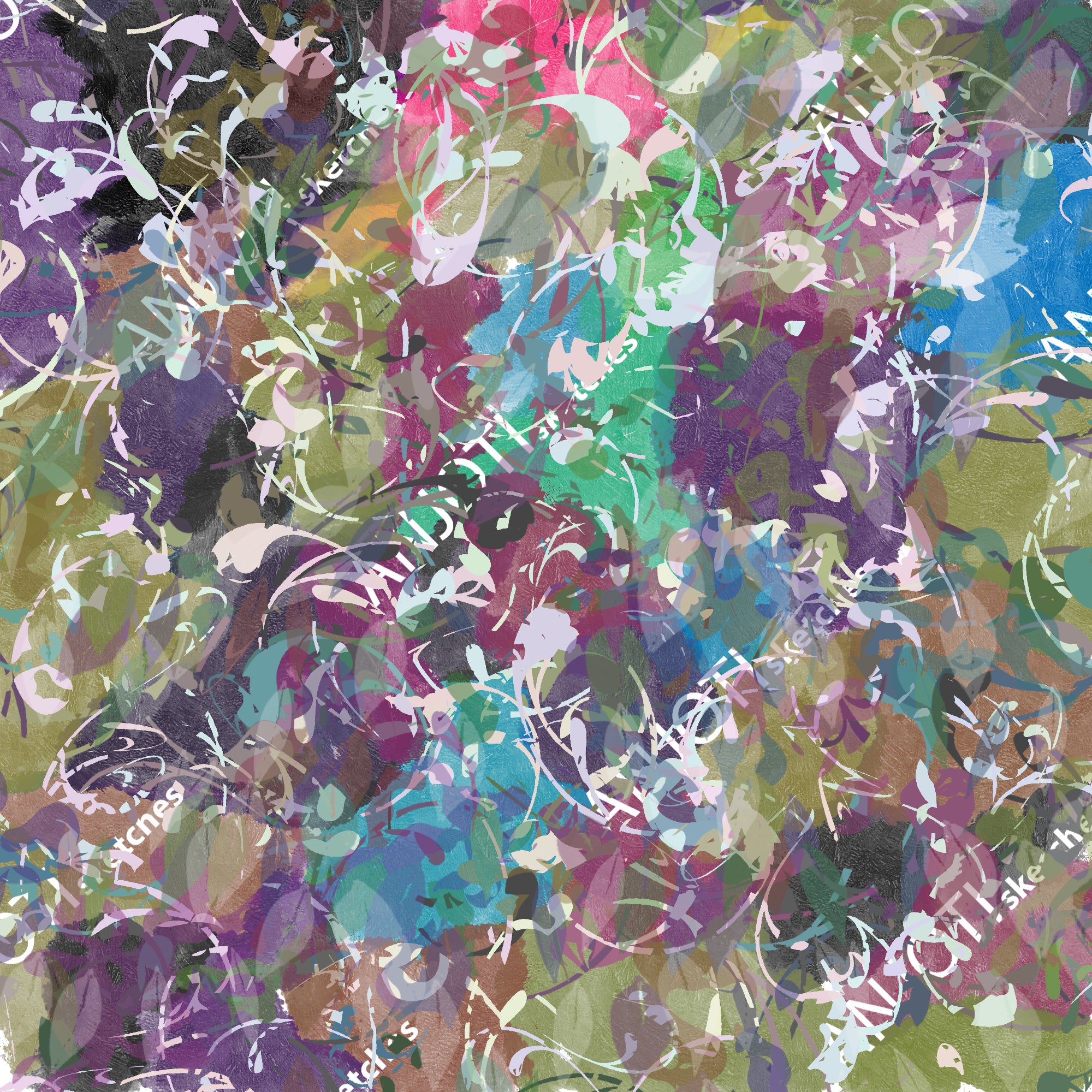 ANJOTI_SKETCHES_465_Abstract Wall Art with Floral Geometric Multicolor Texture Backgrounds for Home