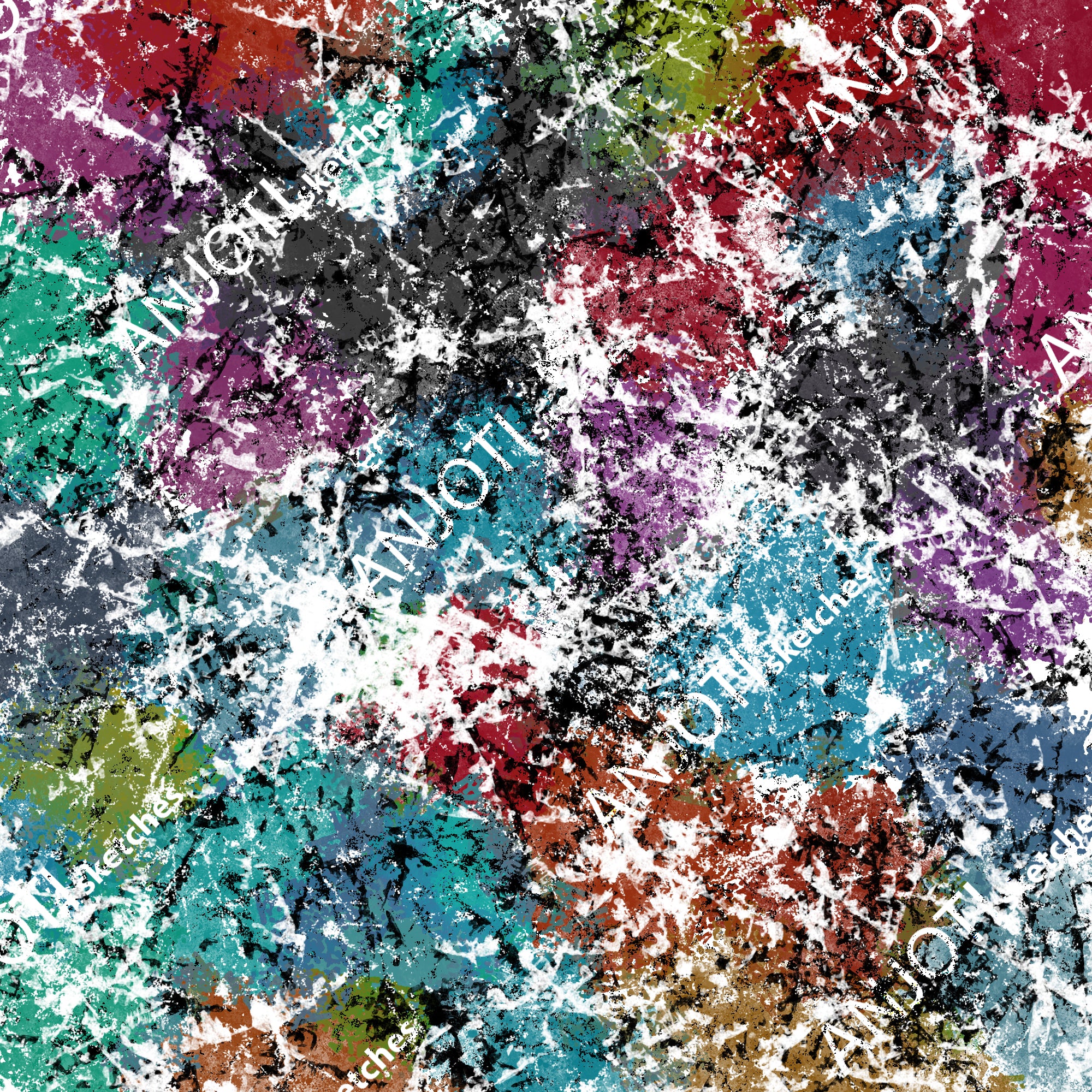 ANJOTI_SKETCHES_470_Floral and Geometric Abstract Wall Art with Textured Multicolor Backgrounds